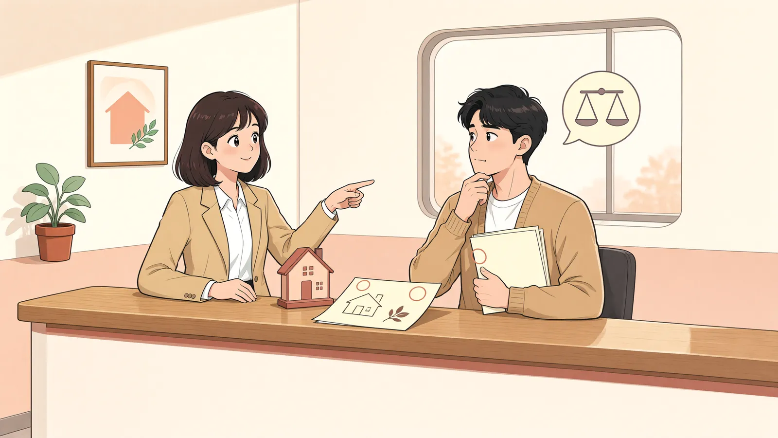 「중고차의 작은 고장, 다른 차로 바꿔 달라고 할 수 있을까?」 상황을 그린 삽화