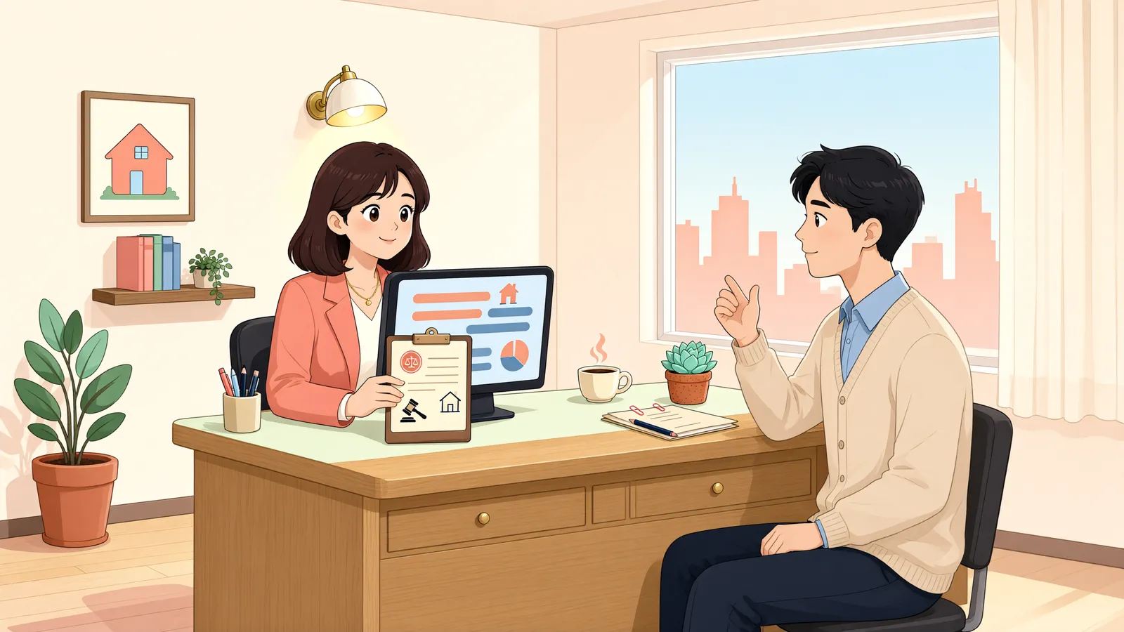 「집에 가압류가 걸렸다고 바로 경매가 시작될까?」 상황을 그린 삽화