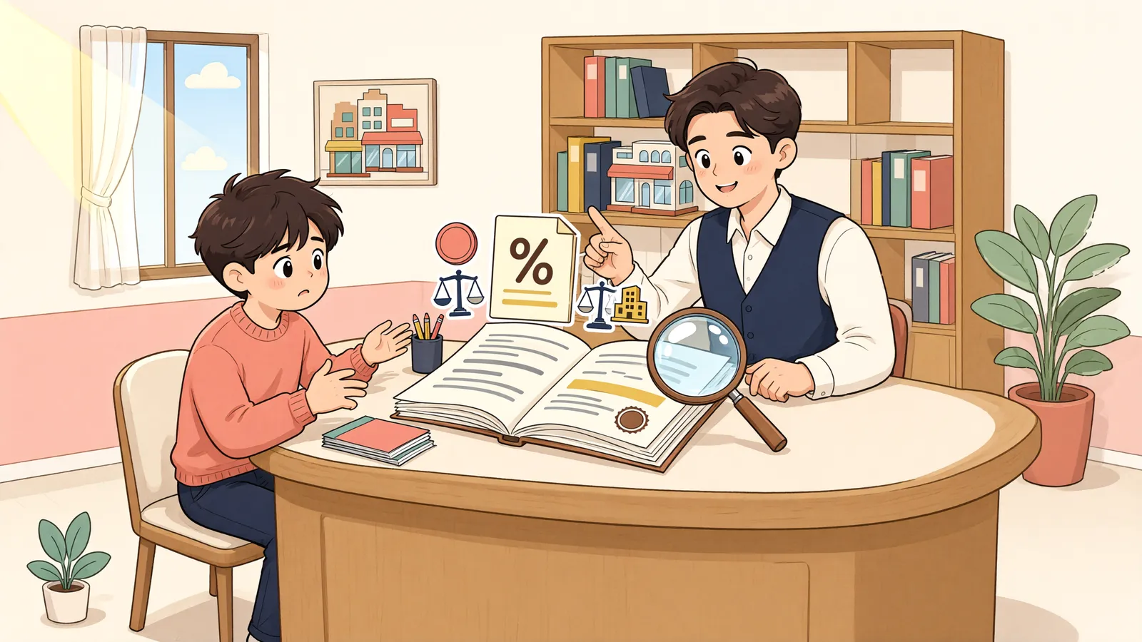 「월세 옆 ‘부가세 별도’, 차임에 포함될까?」 상황을 그린 삽화