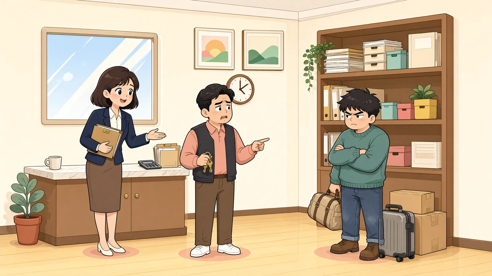 「담보로 넘긴 부동산, 무단 점유자에게 나가라고 할 수 있을까」 상황을 그린 삽화