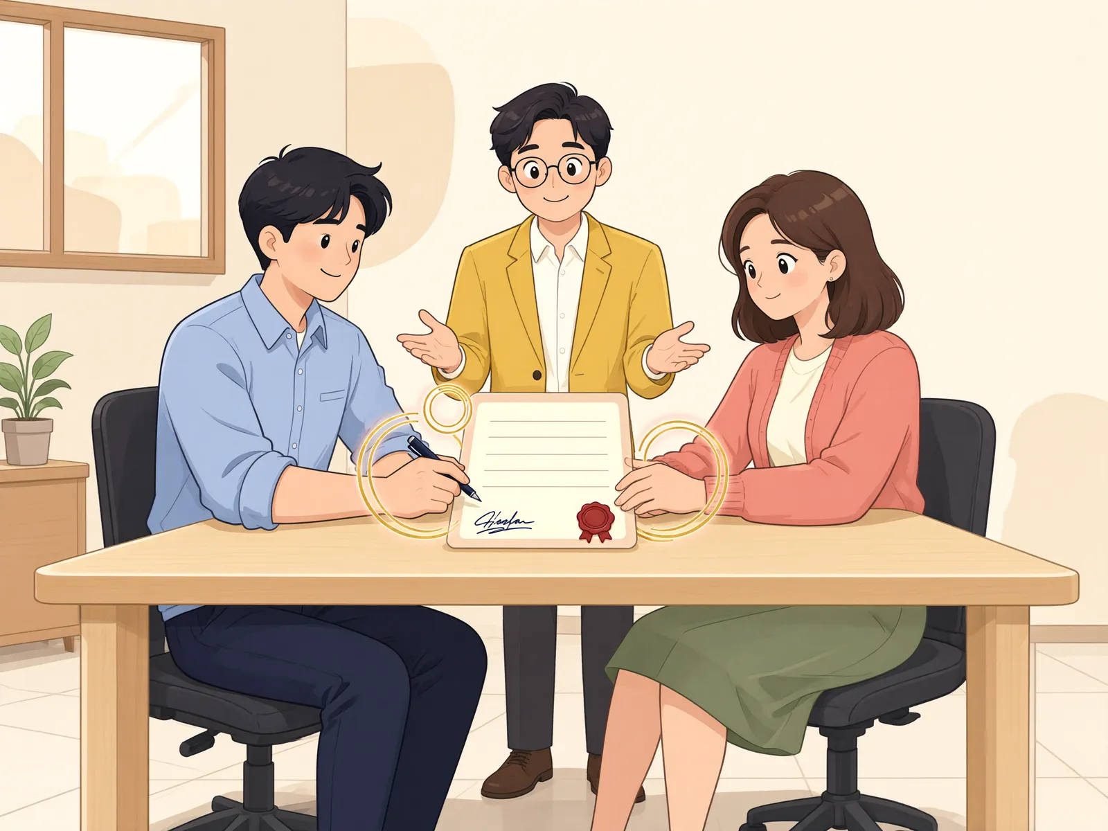 「예금통장에 이름이 적힌 사람, 예금주는 누구일까」 상황을 그린 삽화
