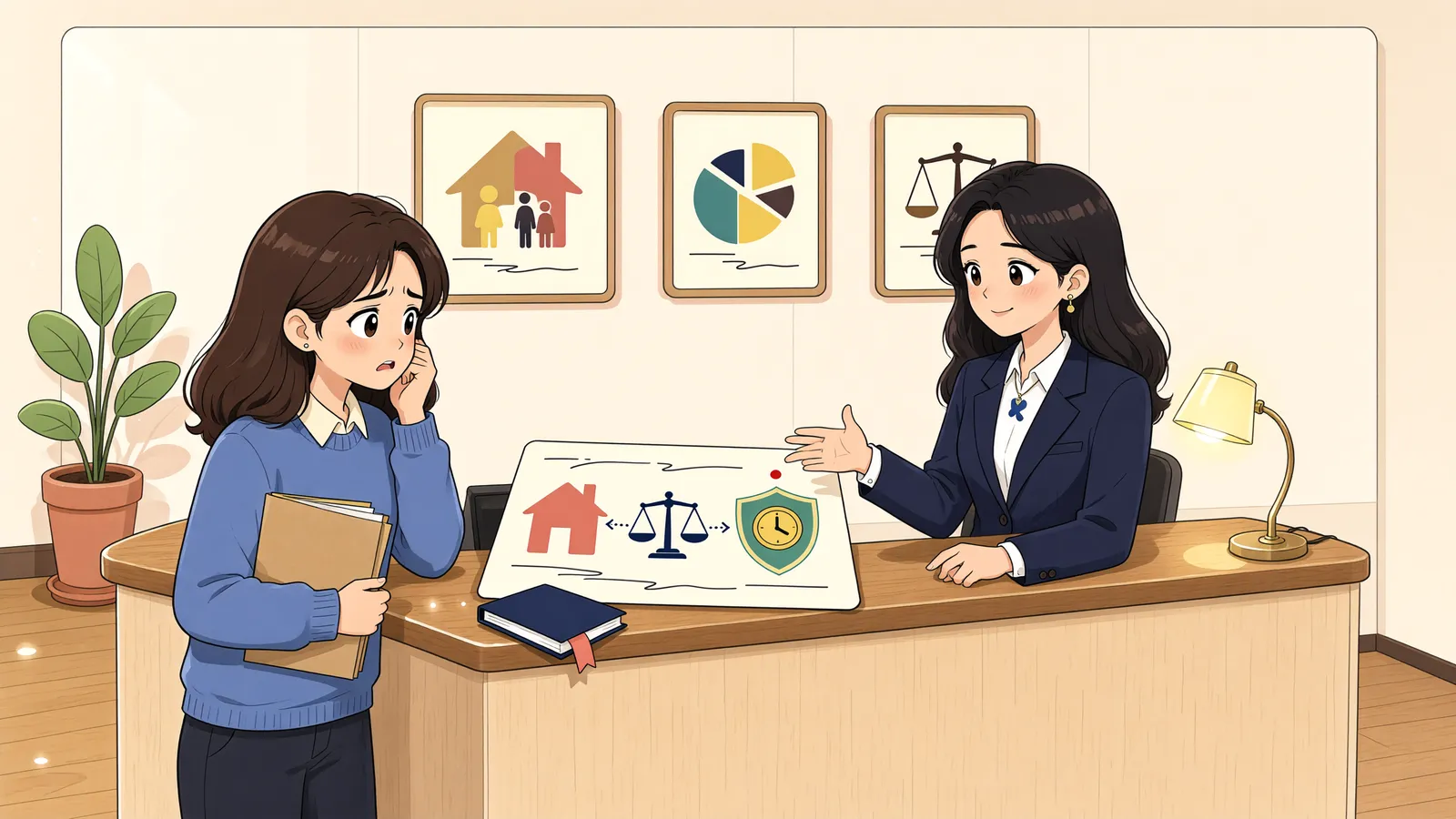 「무효라고 다투던 증여, 유류분 청구 시계는 멈춰 있을까」 상황을 그린 삽화