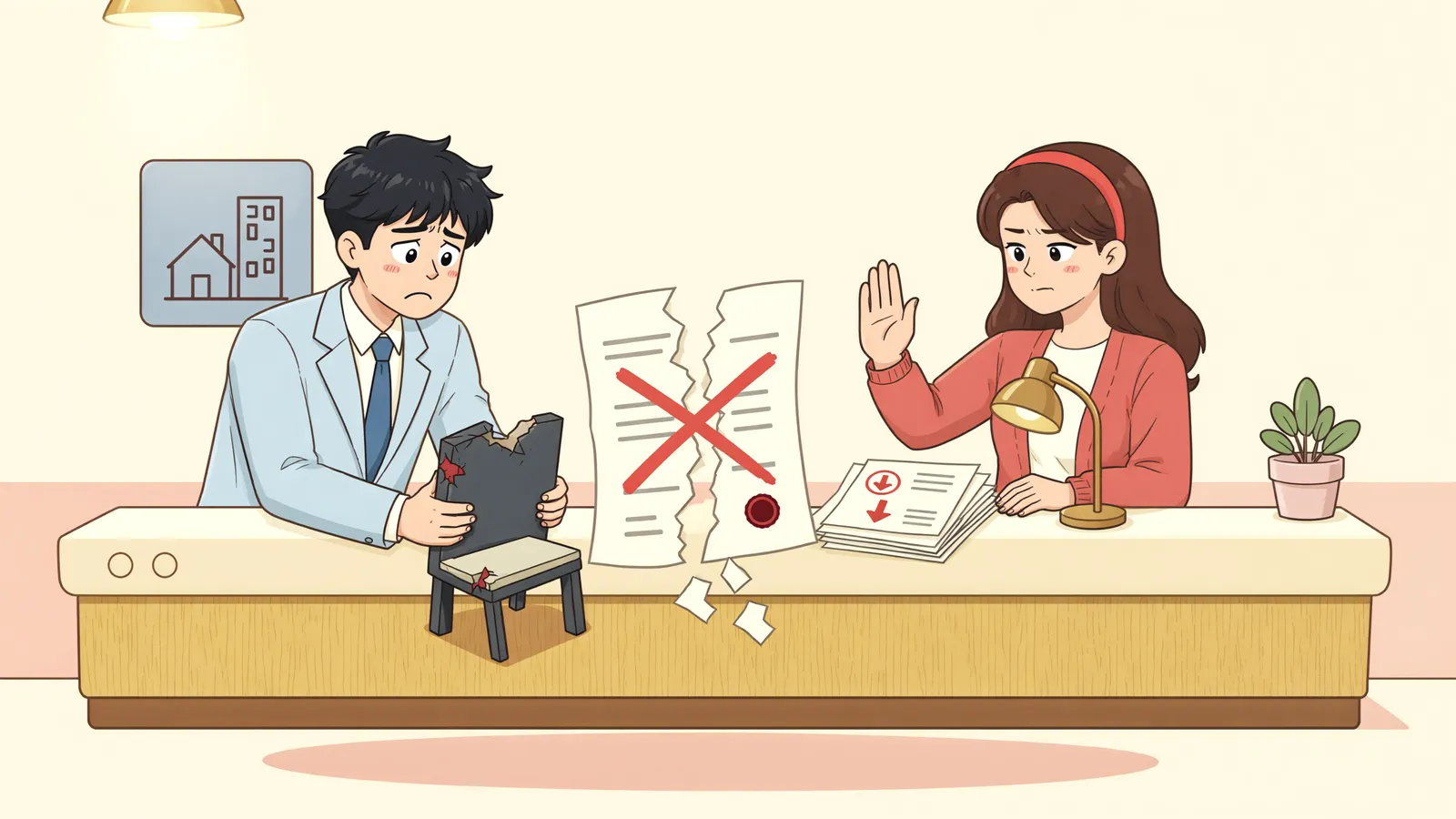 「해외에 다녀온 사이 임대차가 갱신됐다면?」 상황을 그린 삽화