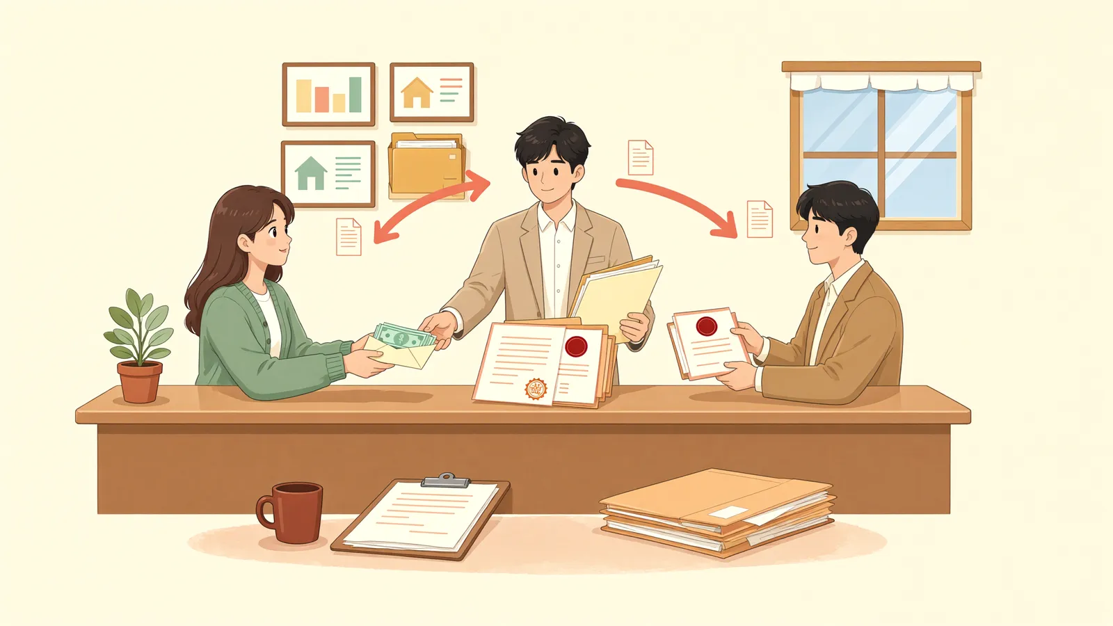 「연체분은 대신 갚았는데, 근저당권도 나눠 받을 수 있을까?」 상황을 그린 삽화