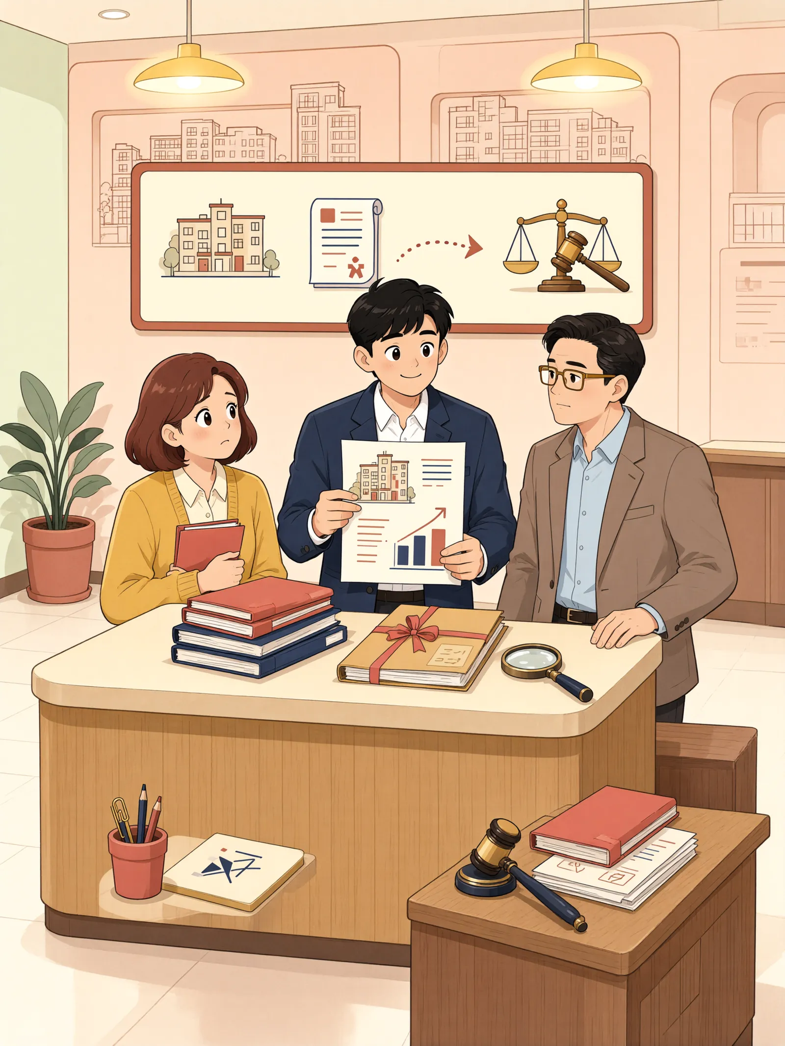 「‘변경인가’가 나왔다고 최초 조합설립인가 소송이 끝날까」 상황을 그린 삽화