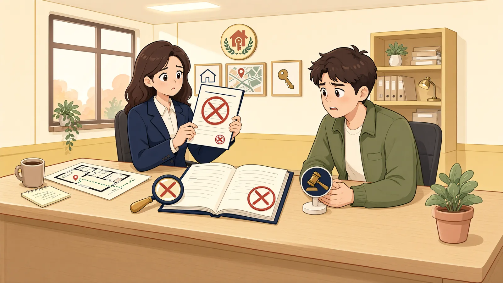 「항소심에서 일부 취소된 경매, 어디까지 멈출 수 있을까」 상황을 그린 삽화