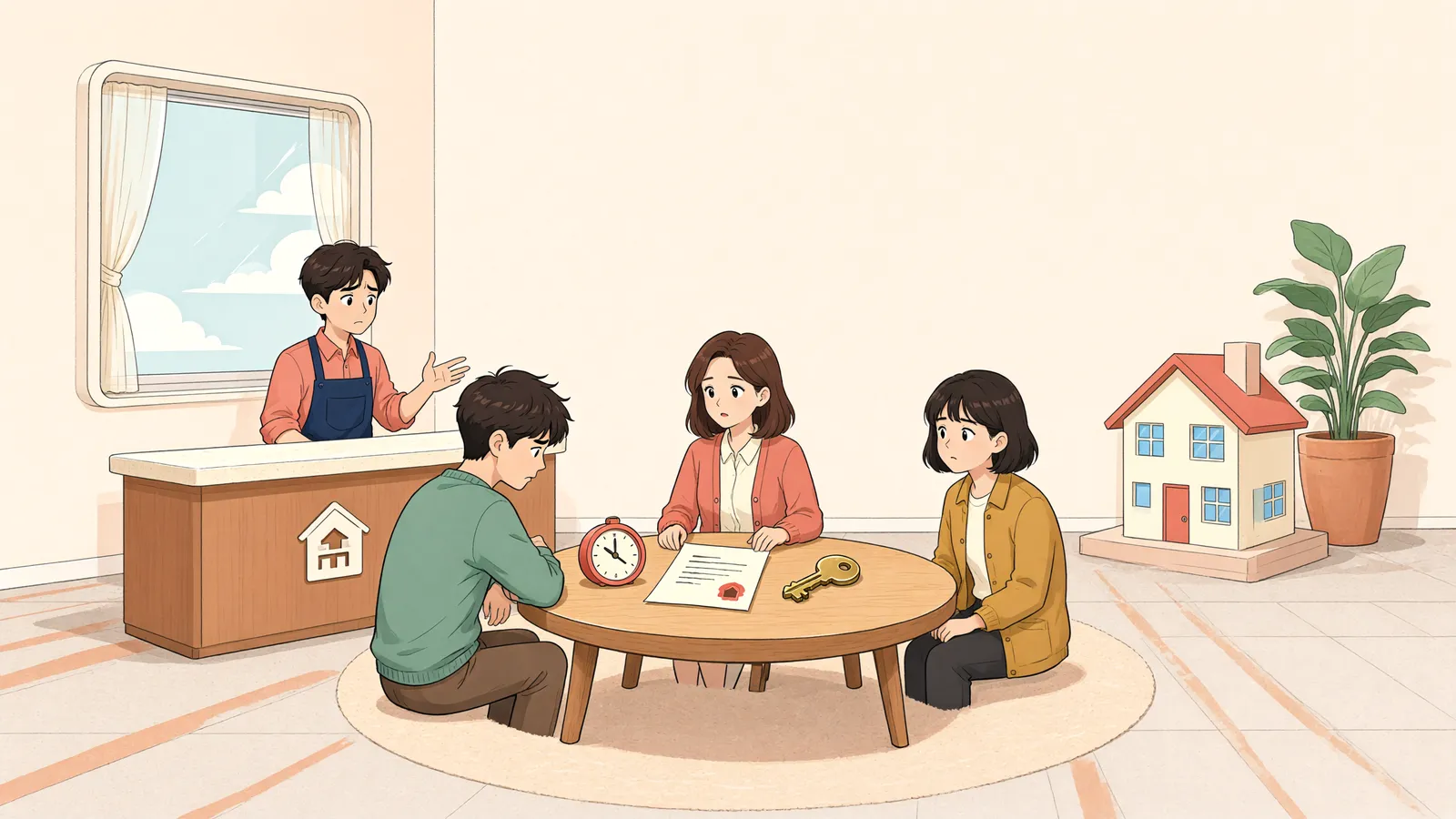 「담보로 넘긴 부동산, 임차인에게 바로 내놓으라고 할 수 있을까」 상황을 그린 삽화