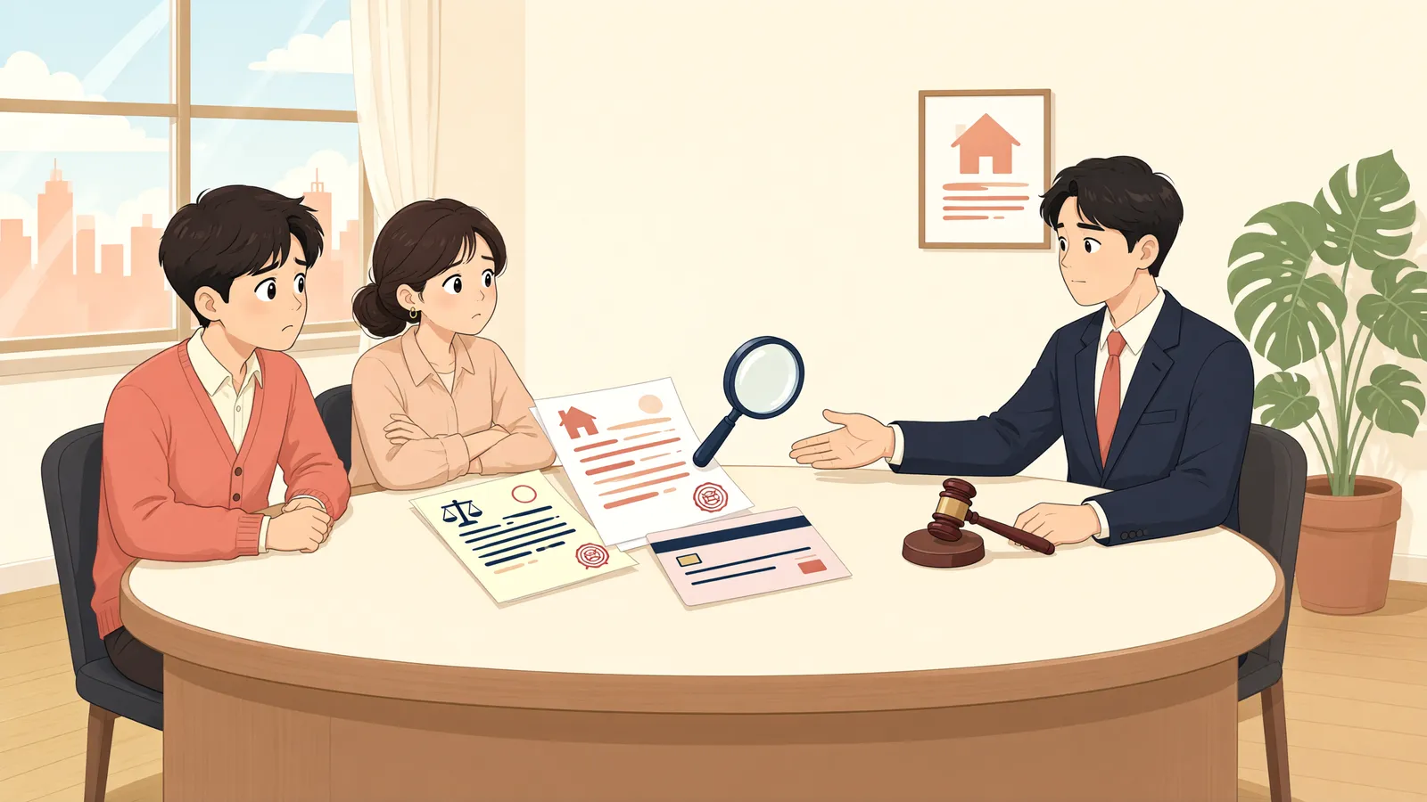 「내가 발행한 당좌수표, 가압류 담보로 쓸 수 있을까?」 상황을 그린 삽화