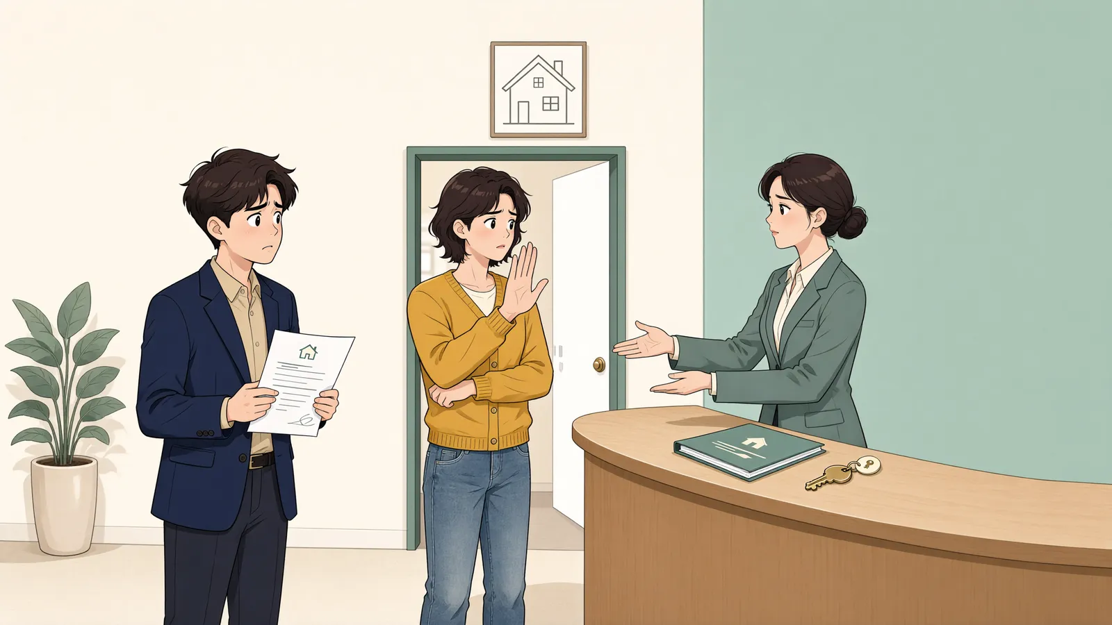 「가게를 넘겨받았는데 임차인이 다시 점유한다면」 상황을 그린 삽화