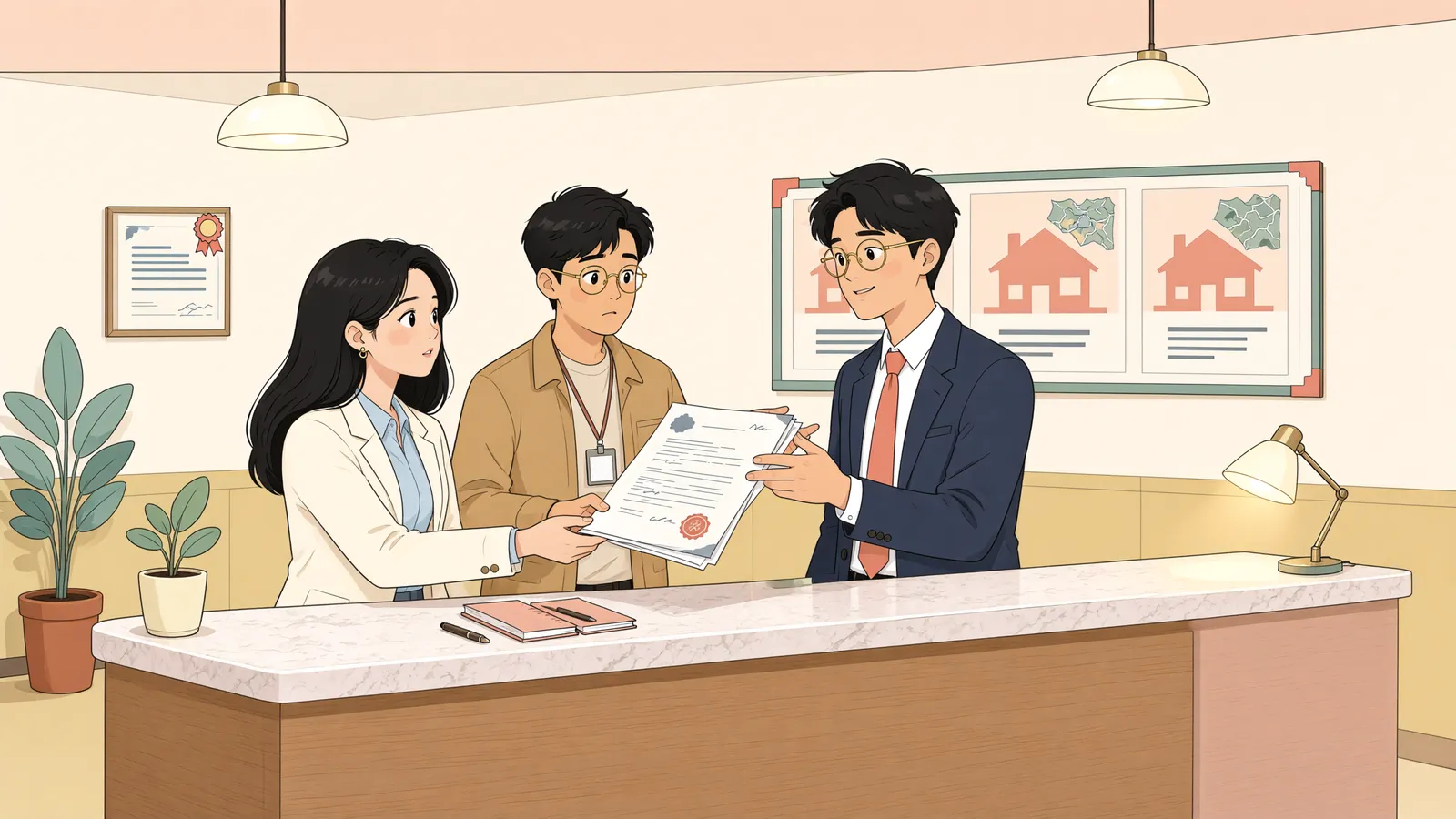 「위자료를 다 갚았는데, 가압류를 재산분할에도 쓸 수 있을까?」 상황을 그린 삽화