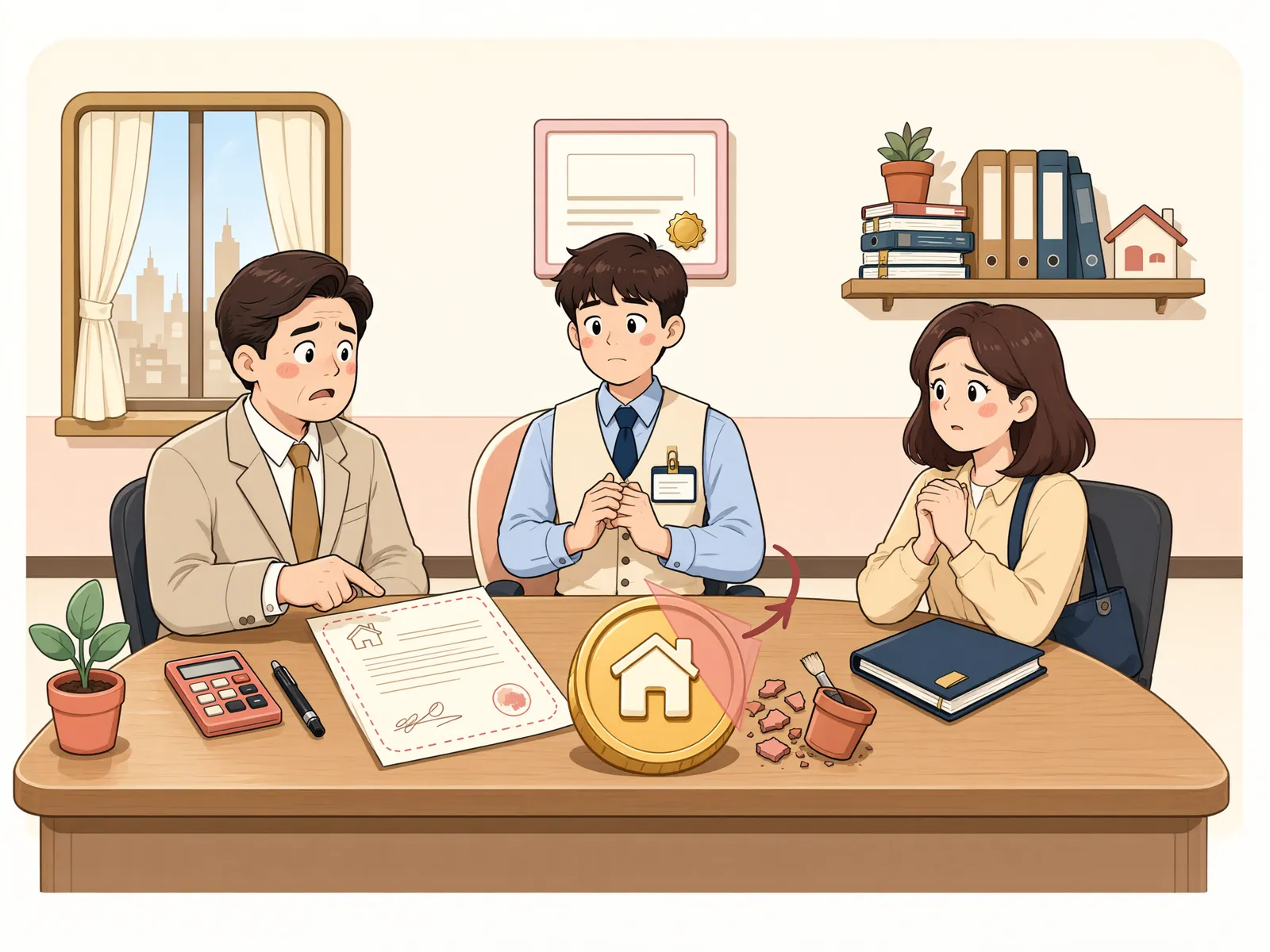 「선순위 근저당 뒤에 들어온 임차인, 가액배상에서 보증금도 뺄까」 상황을 그린 삽화