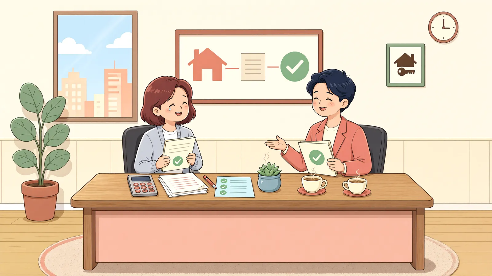 「폐지결정이 확정된 뒤, 미이행 면책을 신청할 수 있을까」 상황을 그린 삽화