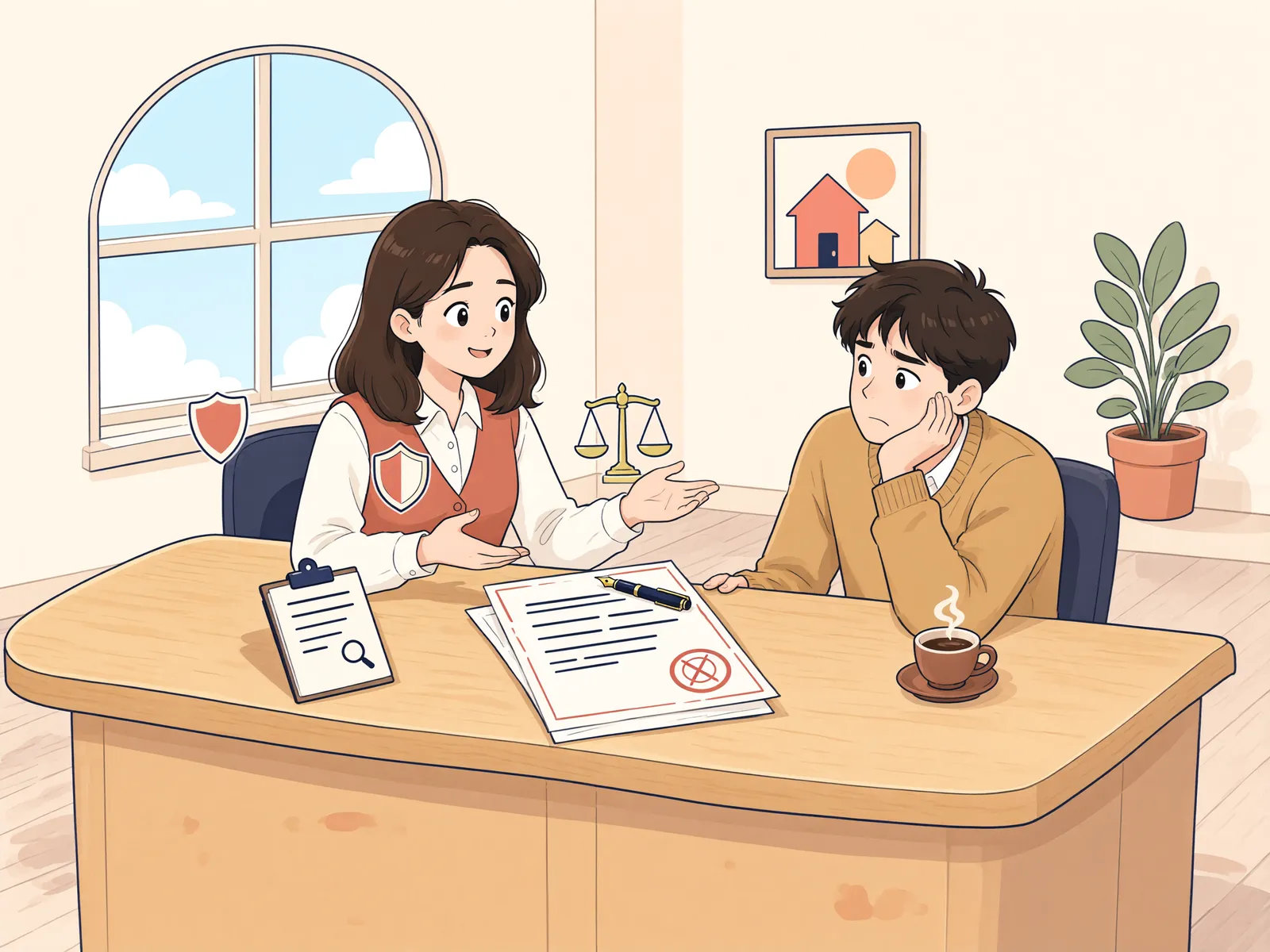 「계약은 끝낼 수 있어도, 손해배상은 별개입니다」 상황을 그린 삽화