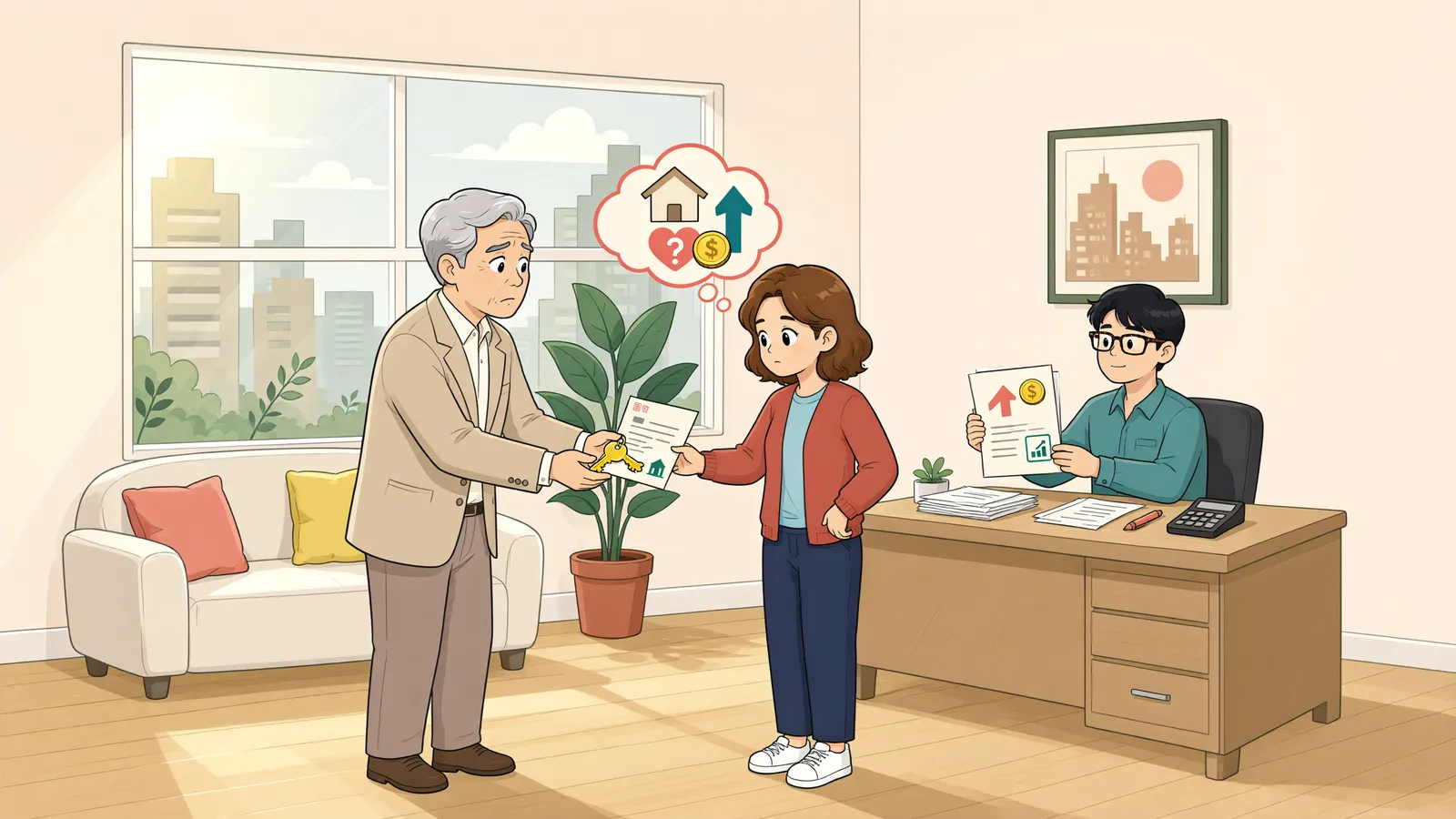 「할아버지가 대신 낸 증여세, 손녀에게도 증여세가 붙을까?」 상황을 그린 삽화