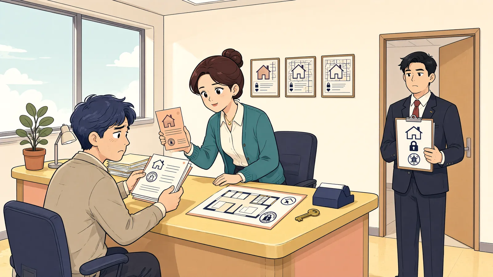 「공정증서만 써두면 예금 압류가 저절로 풀릴까?」 상황을 그린 삽화