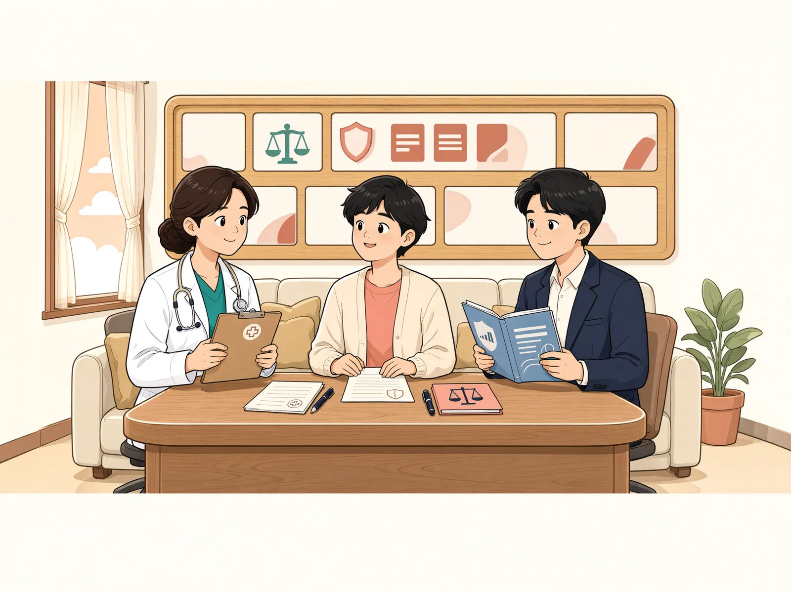 「치료비 못 낸 환자, 병원이 국가배상청구권을 대신 행사할 수 있을까」 상황을 그린 삽화