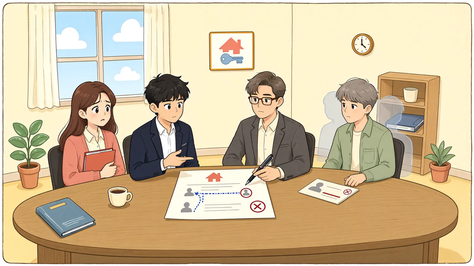 「잔금 담보를 제3자 명의로 설정해도 될까」 상황을 그린 삽화