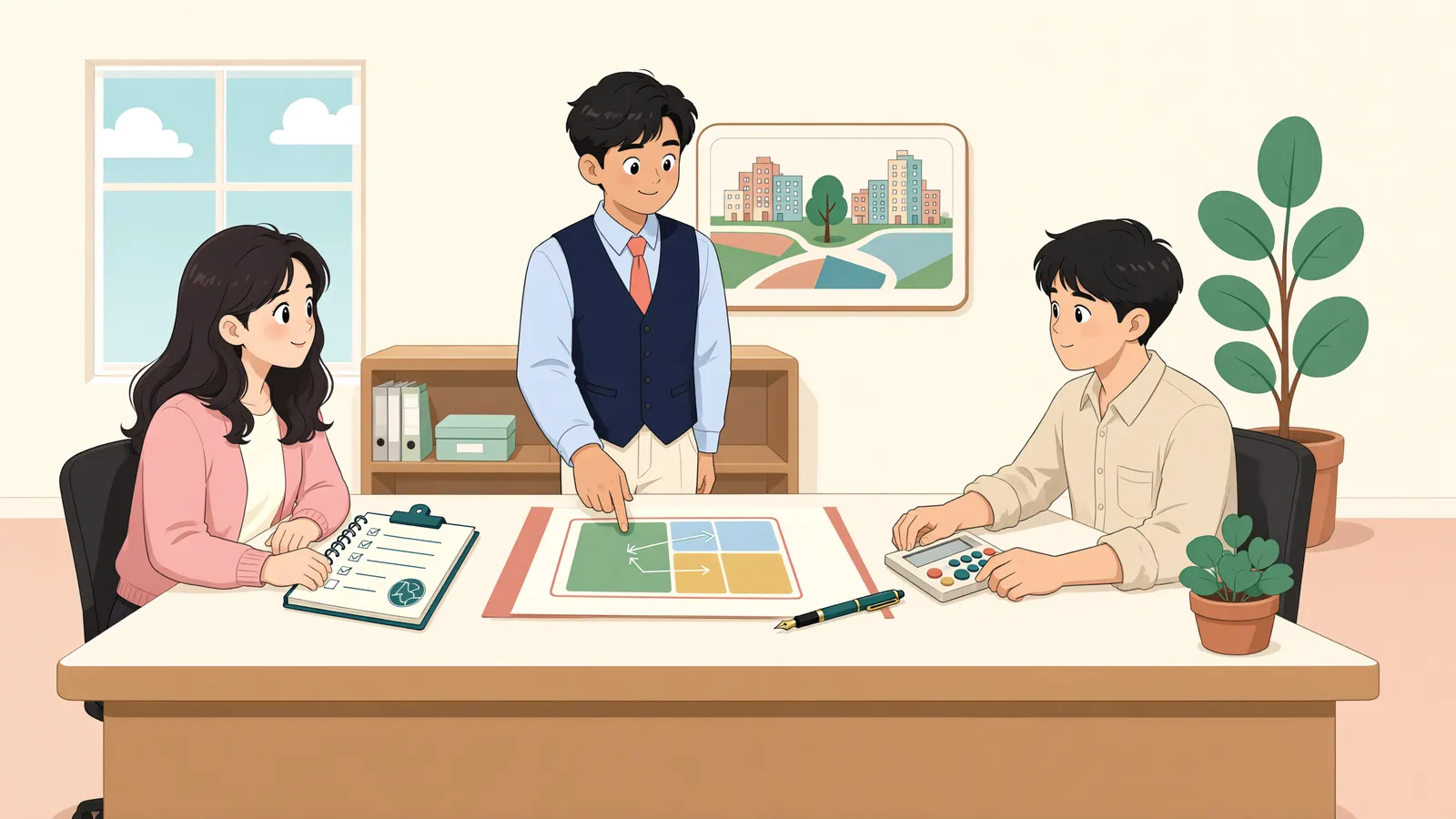 「도로로 쓰인 땅, 재건축 매도청구 때도 3분의 1일까?」 상황을 그린 삽화