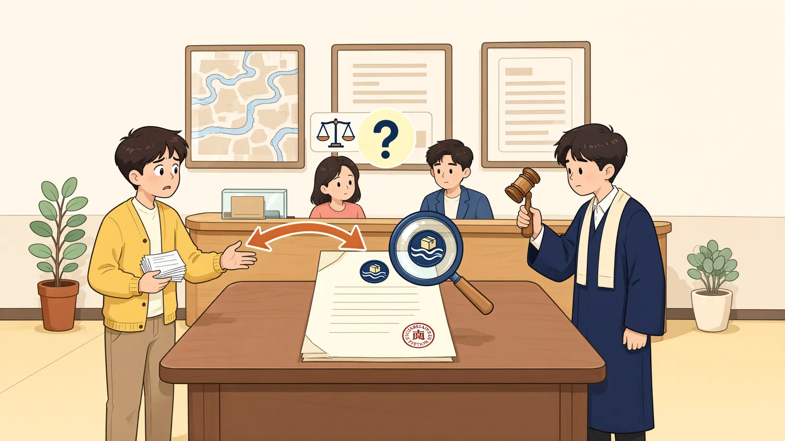 「공법상 허가권을 넘겼어도 채권자취소 대상이 될 수 있다」 상황을 그린 삽화