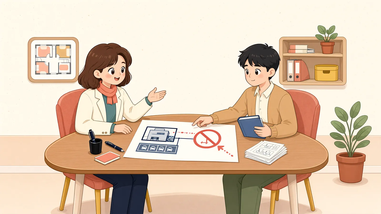 「조례에 적혔다고 모두 허가를 막을 수 있을까」 상황을 그린 삽화