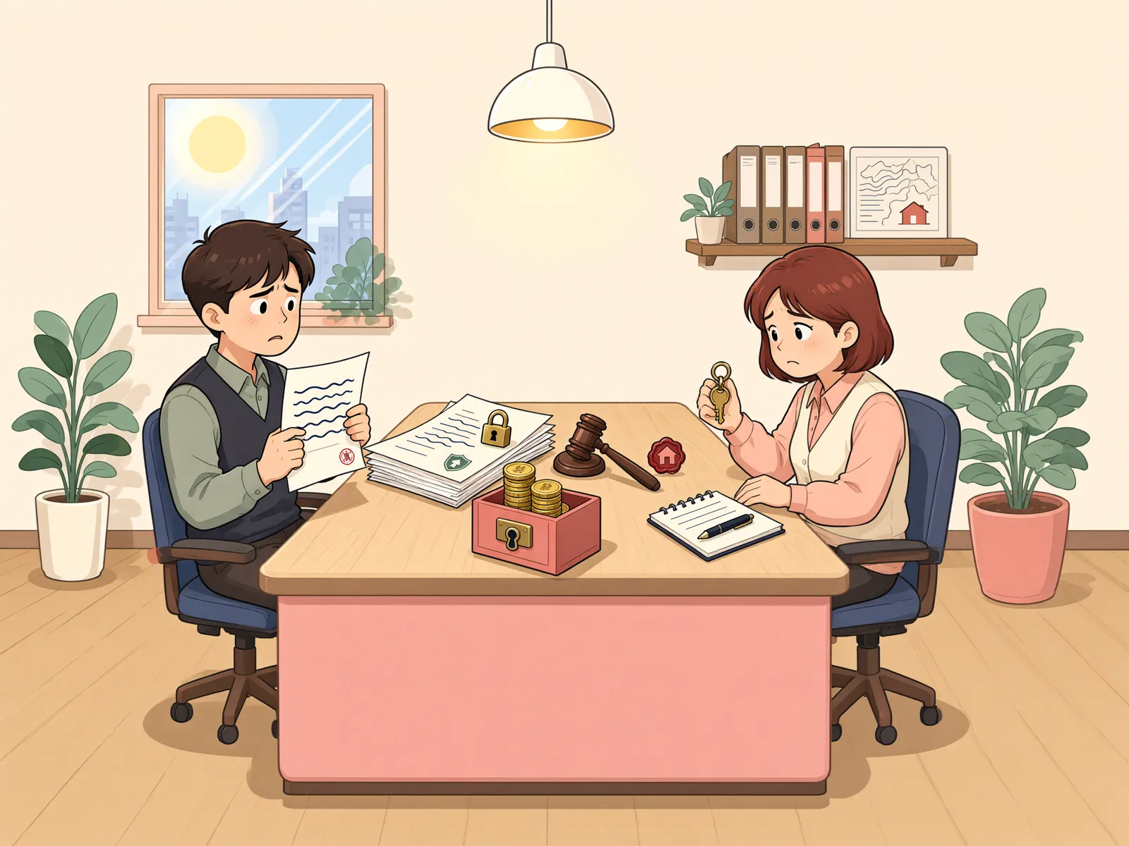 「가처분 담보공탁금, 상대방은 파산절차 밖에서 받을 수 있을까」 상황을 그린 삽화