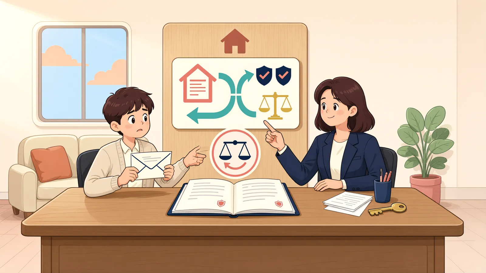 「잔금은 냈는데 땅은 다른 사람 명의로」 상황을 그린 삽화