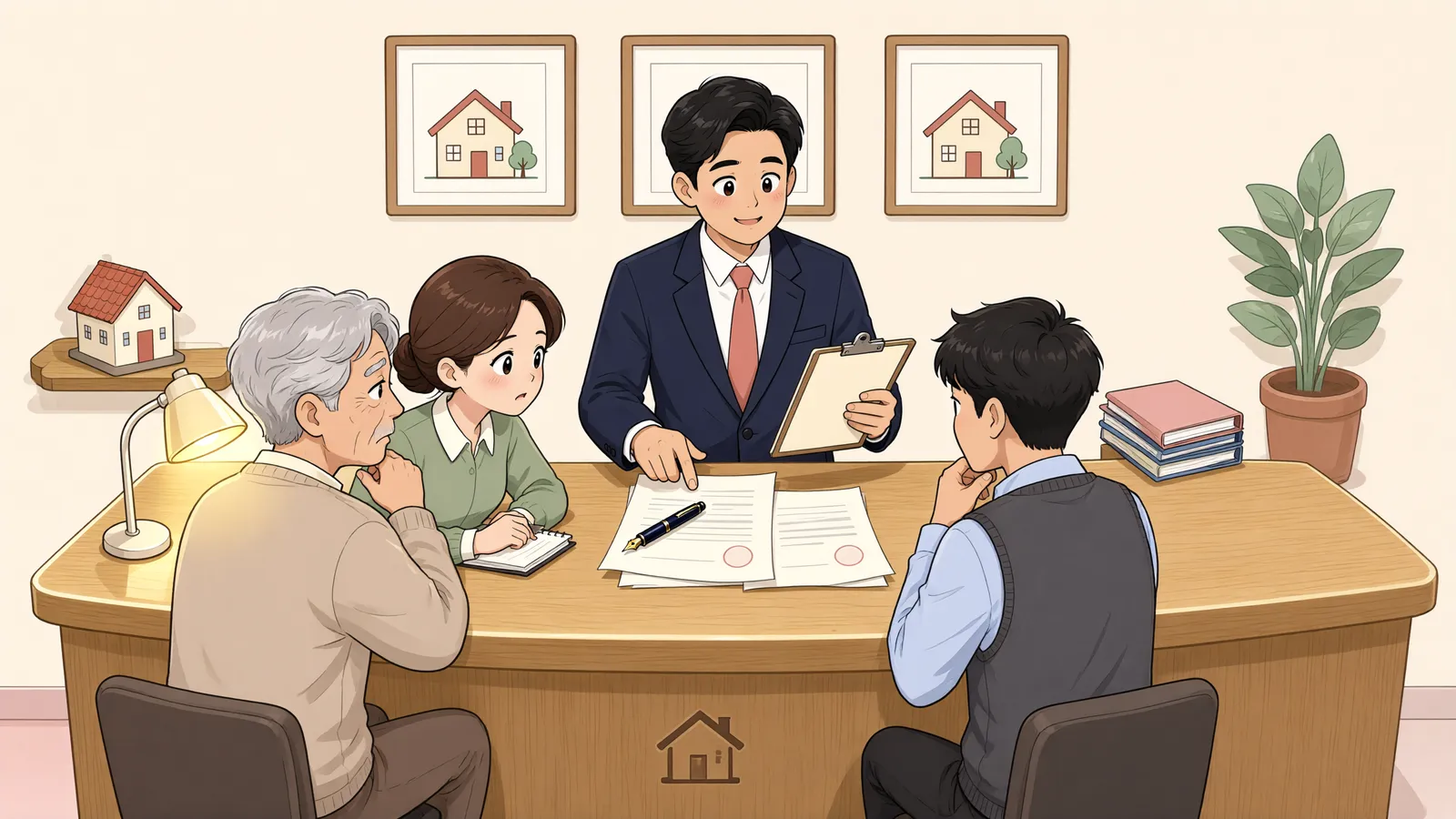 「위임장에 서명했어도, 매매 권한까지 생긴 건 아닙니다」 상황을 그린 삽화