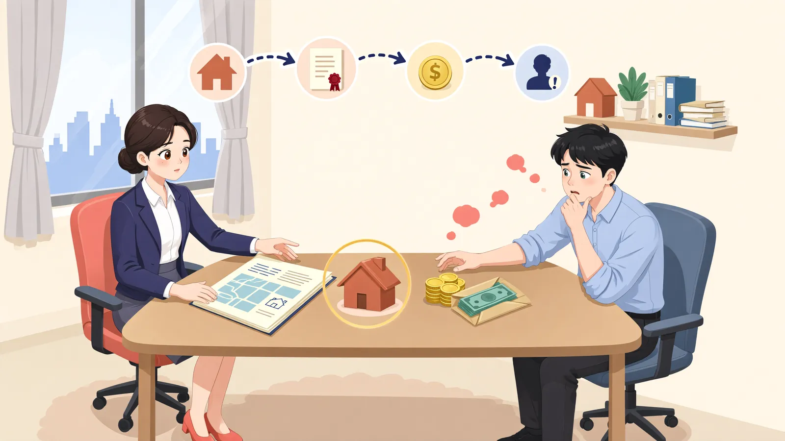 「보상금을 먼저 받은 뒤에도, 저당권자는 돌려받을 수 있을까」 상황을 그린 삽화