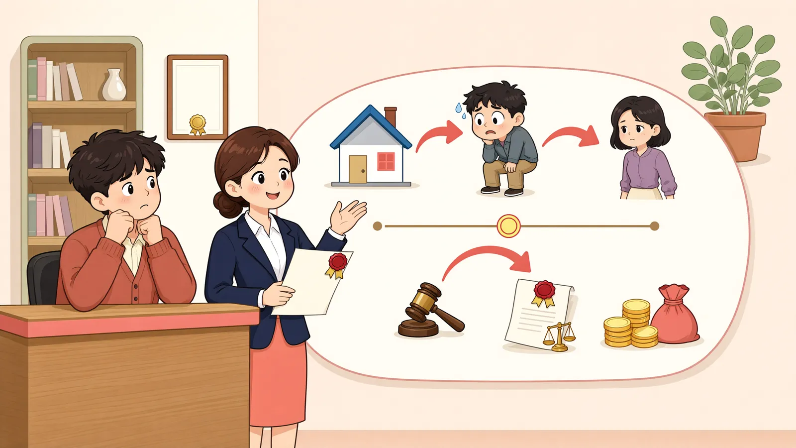 「사해행위로 되돌릴 수 없다면, 부동산 값은 언제 기준일까」 상황을 그린 삽화