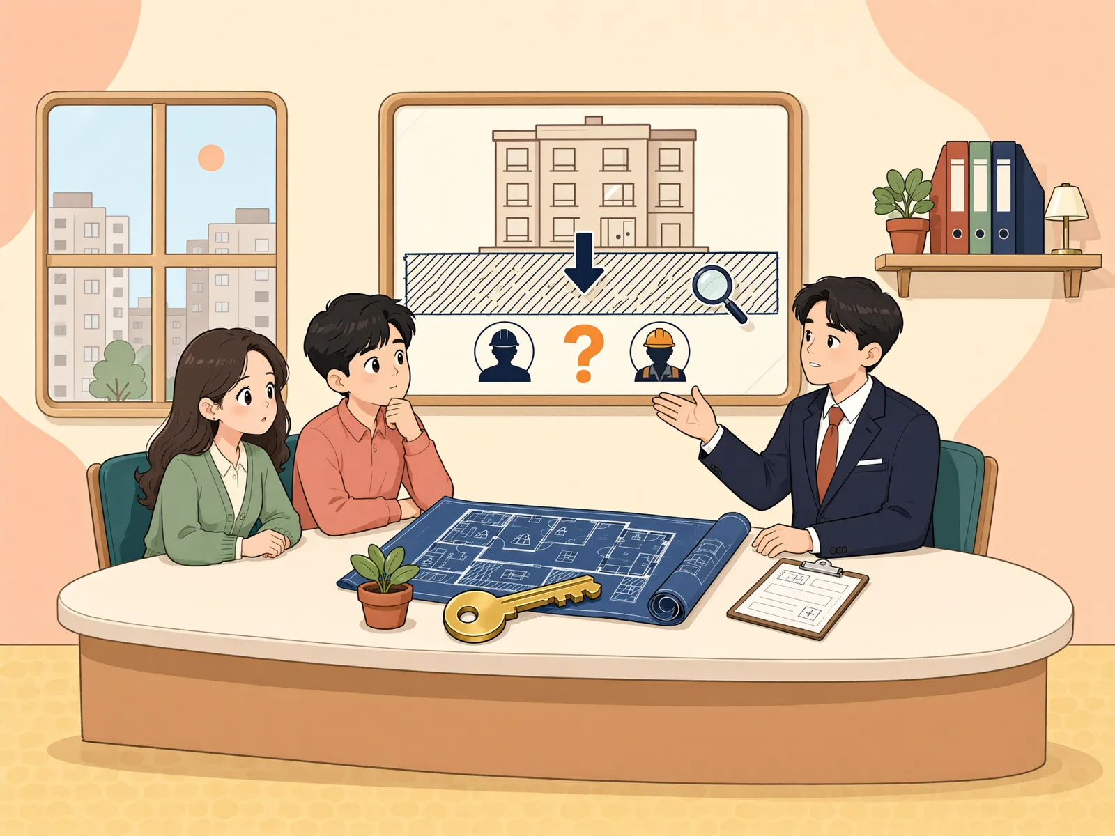 「아파트 지하층, 건축주 명의라면 건축주 소유일까?」 상황을 그린 삽화