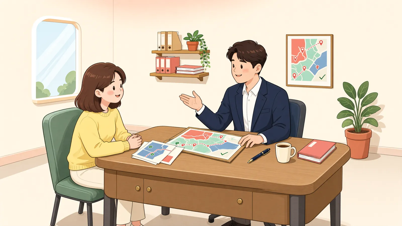 「철거가 먼저였던 공장, 이축 허가는 가능할까」 상황을 그린 삽화