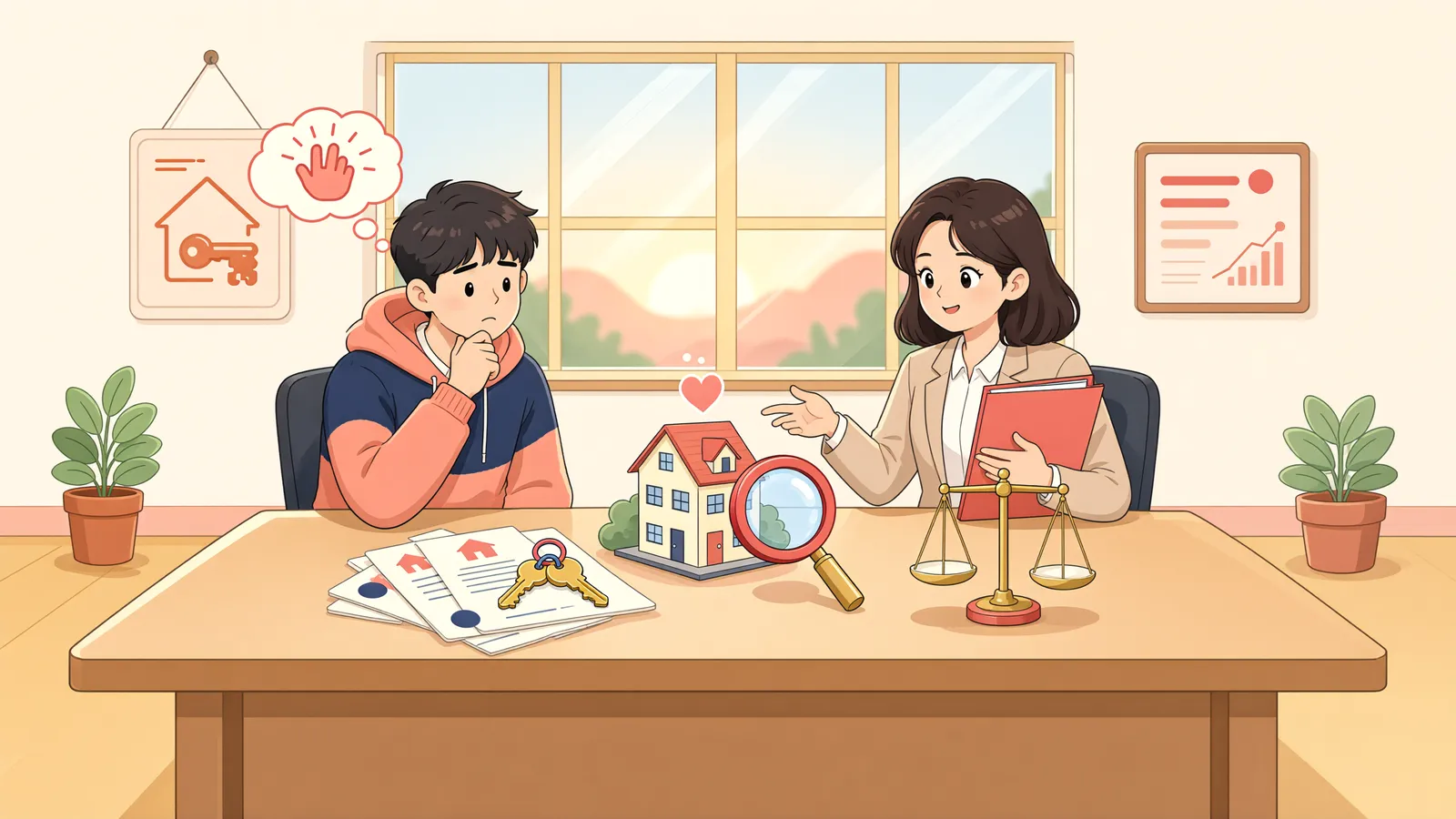 「권리금 반환 약정만으로 점포를 붙잡아 둘 수 있을까」 상황을 그린 삽화