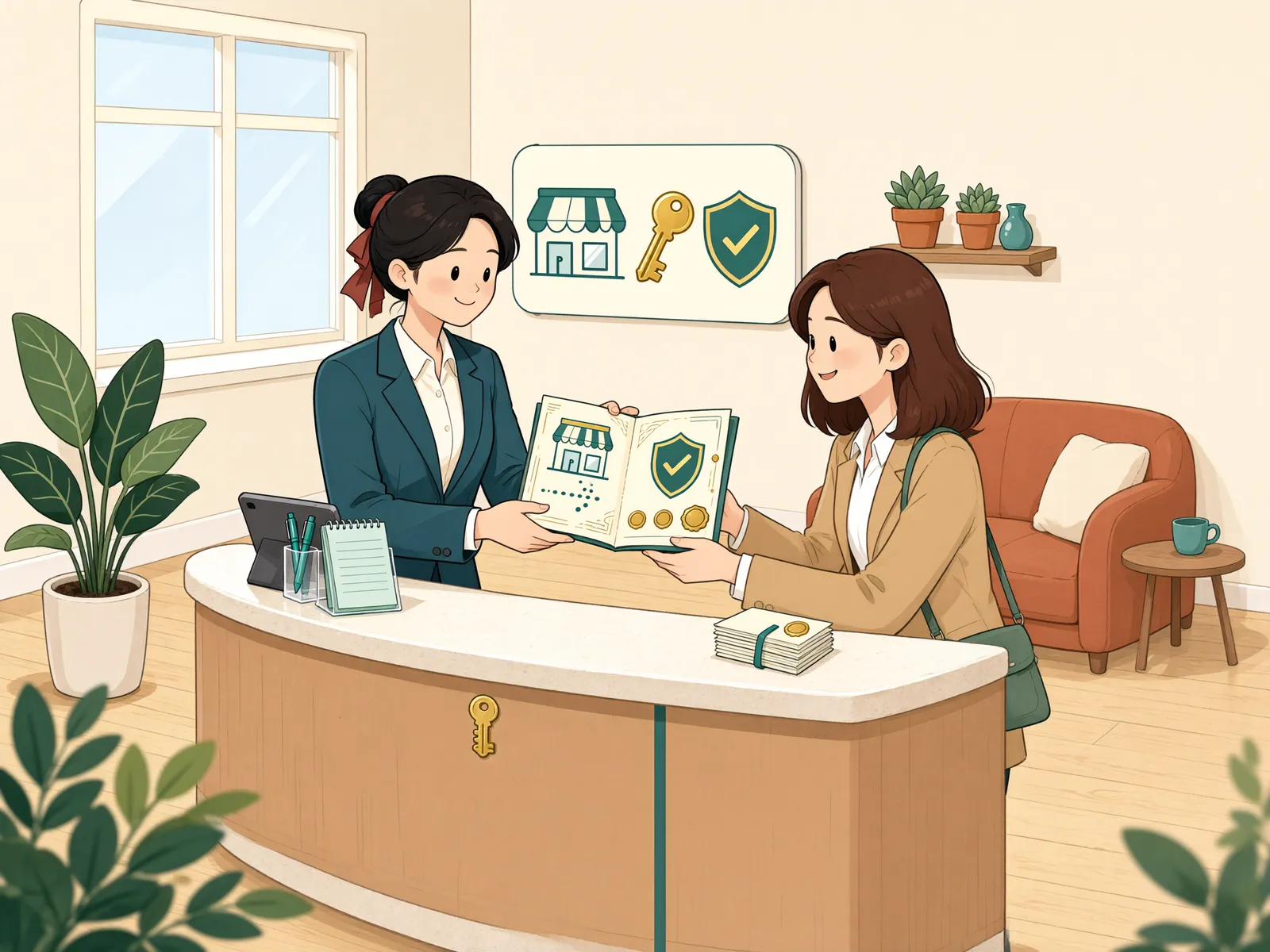 「임대차등기 없이도 상가 보증금을 지킬 수 있을까」 상황을 그린 삽화