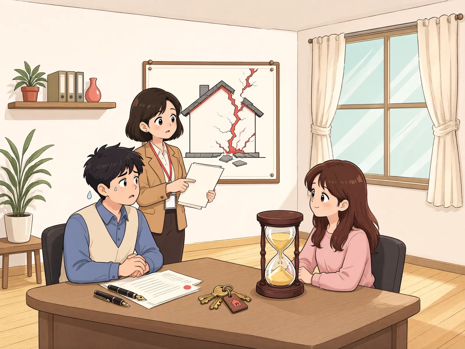 「폐기물을 뒤늦게 발견했다면, 6개월만 보면 될까요?」 상황을 그린 삽화
