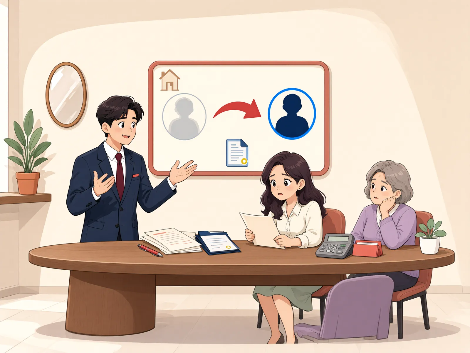 「압류된 월세채권, 양수인이 바로 받을 수 있을까」 상황을 그린 삽화