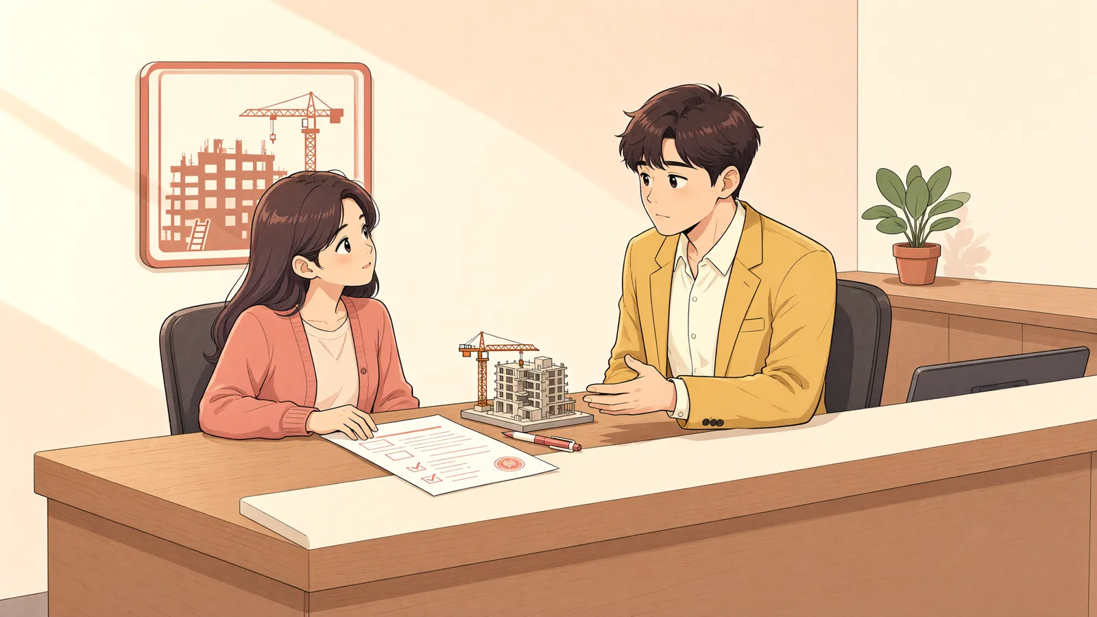 「유치권자가 집을 사용했다면, 공사대금에서 임료를 빼야 할까」 상황을 그린 삽화