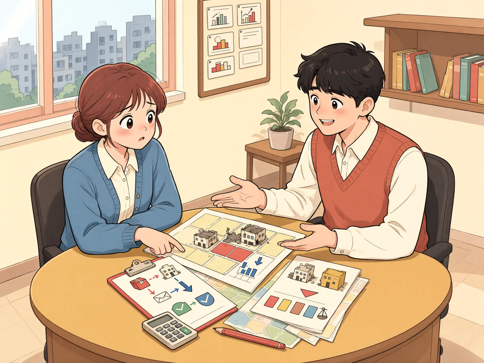 「남은 땅의 손실보상, 바로 소송부터 할 수 있을까?」 상황을 그린 삽화