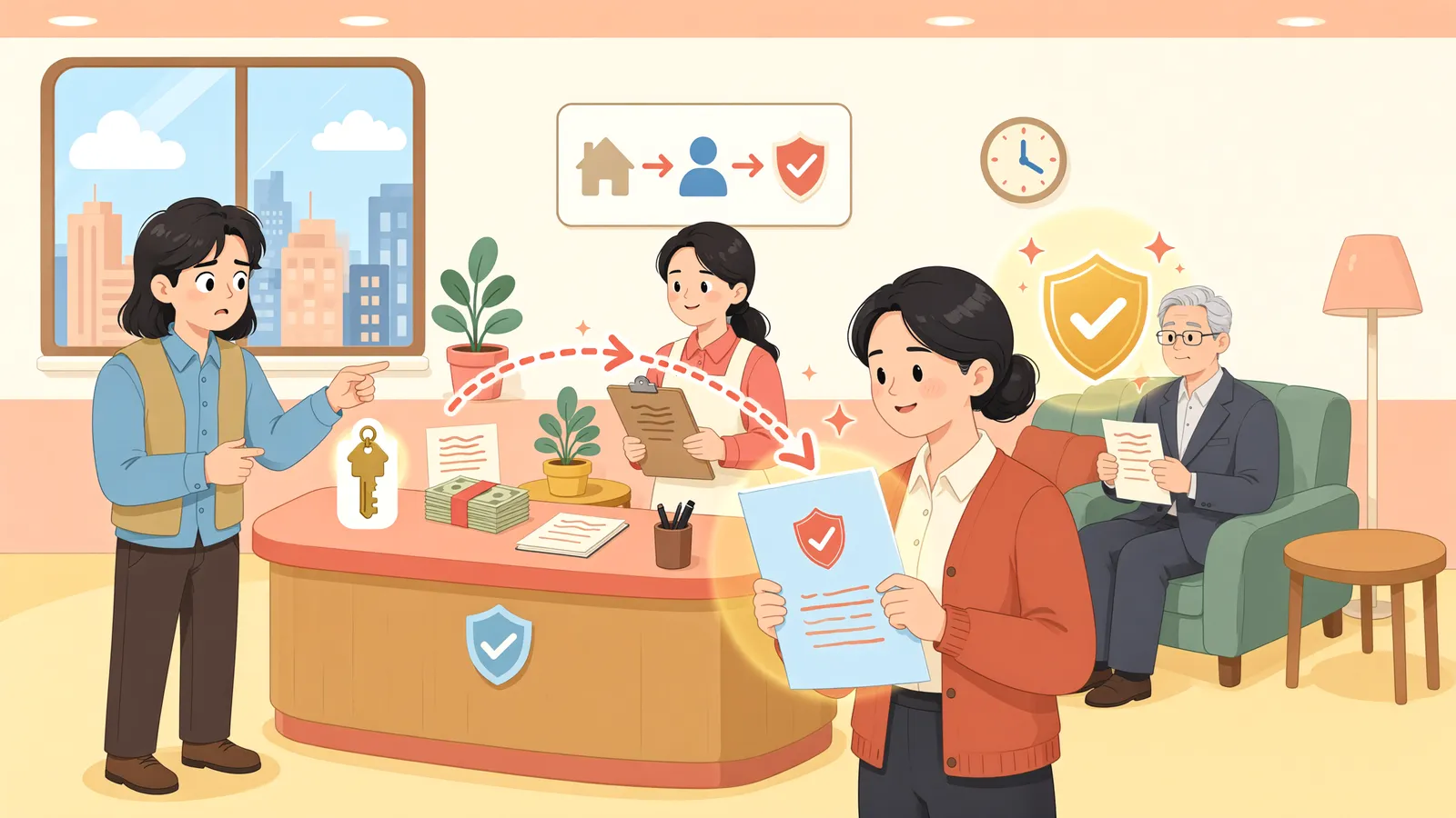 「보증금반환채권만 넘겨받았다면, 우선변제권도 따라올까?」 상황을 그린 삽화