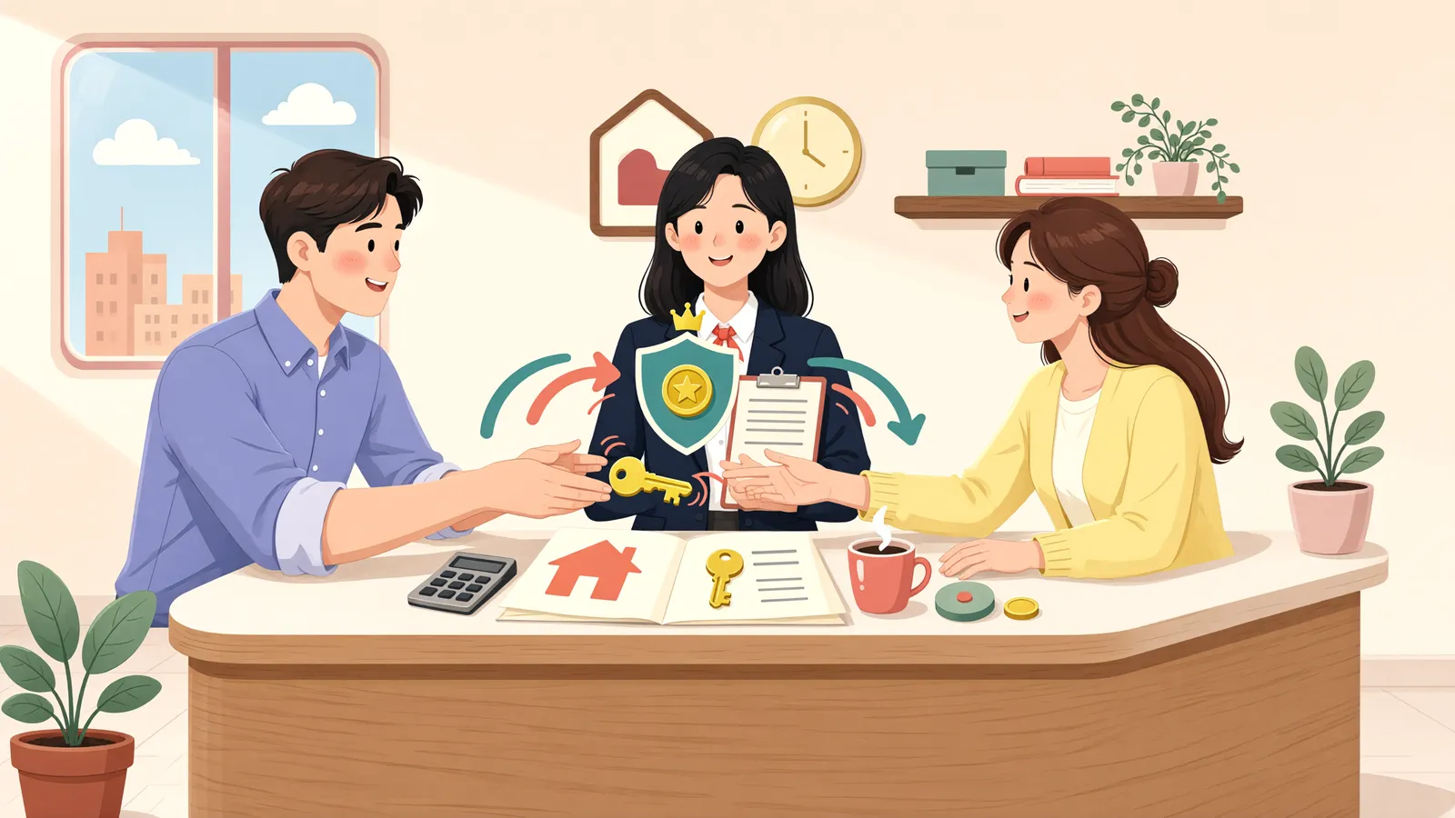 「전대 후 경매가 시작됐다면, 새 세입자도 우선변제권을 행사할 수 있을까」 상황을 그린 삽화