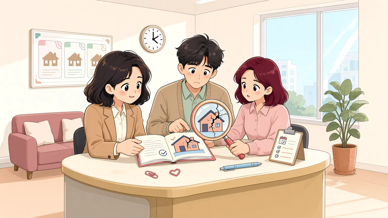 「검사 결과는 뒤늦게 나왔는데, 납품대금은 안 줘도 될까?」 상황을 그린 삽화