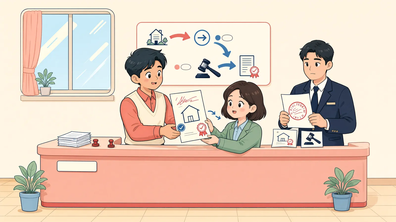 「양도 통지 뒤 날아든 가압류, 누구에게 갚아야 할까」 상황을 그린 삽화