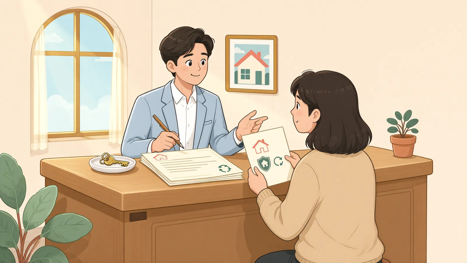 「묵시갱신 뒤에도 우선변제권은 처음부터 다시 시작할까」 상황을 그린 삽화