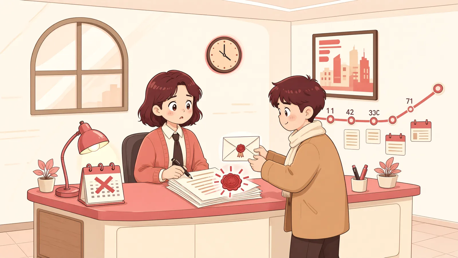 「재산명시 결정이 송달됐다면, 판결 10년 시효를 그냥 넘기지 마세요」 상황을 그린 삽화