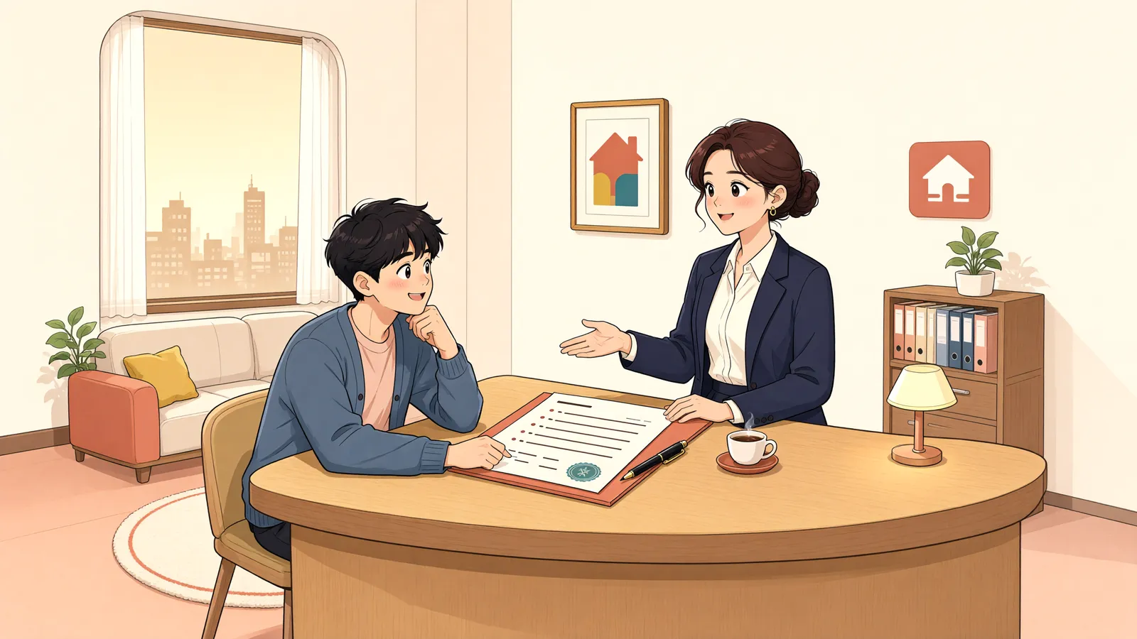 「임대차계약서를 넘기지 않았는데도 보증금 질권은 유효할까?」 상황을 그린 삽화