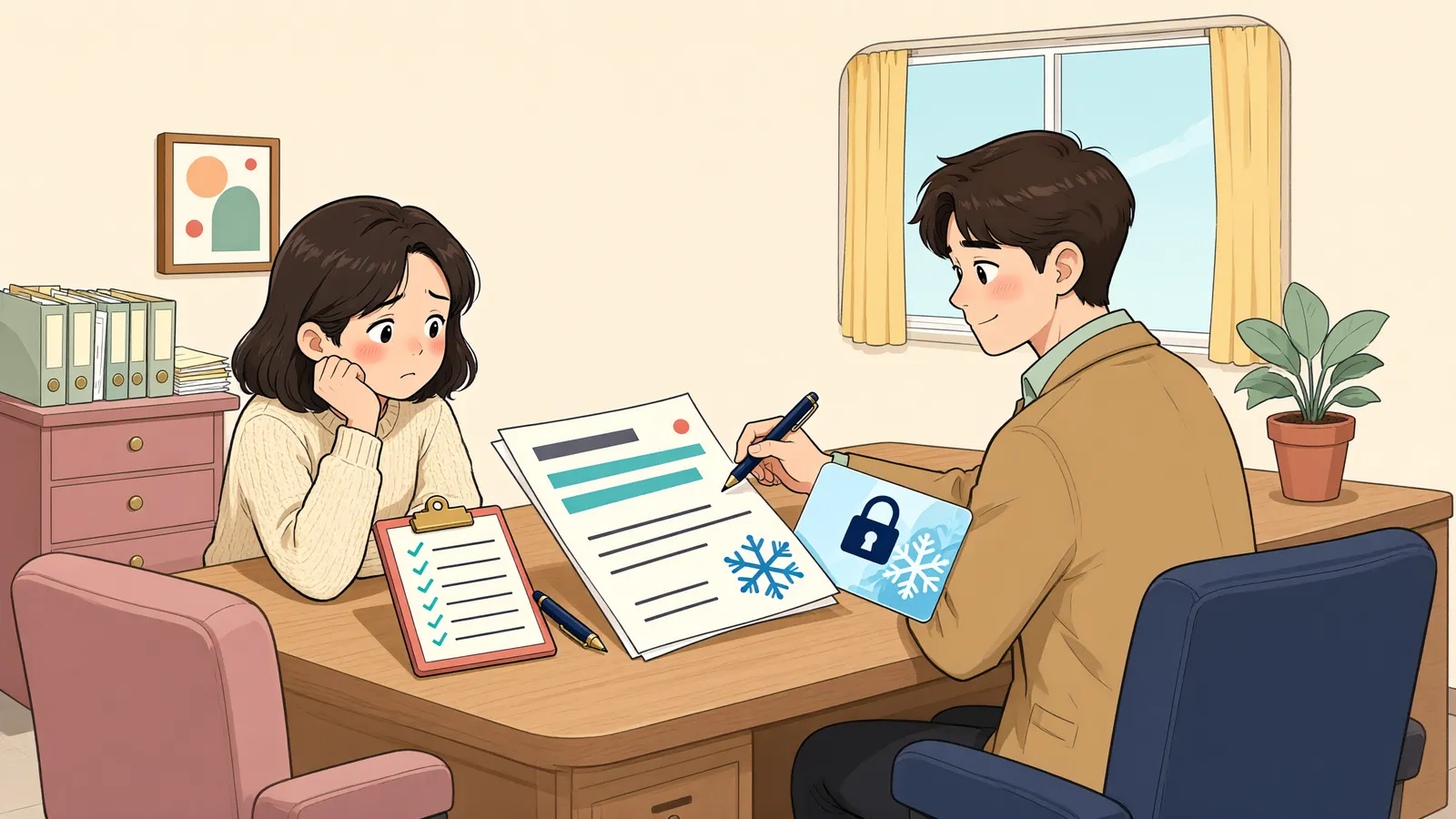 「생계급여가 압류됐다면, 계좌에 들어간 뒤에도 보호받을 수 있을까?」 상황을 그린 삽화