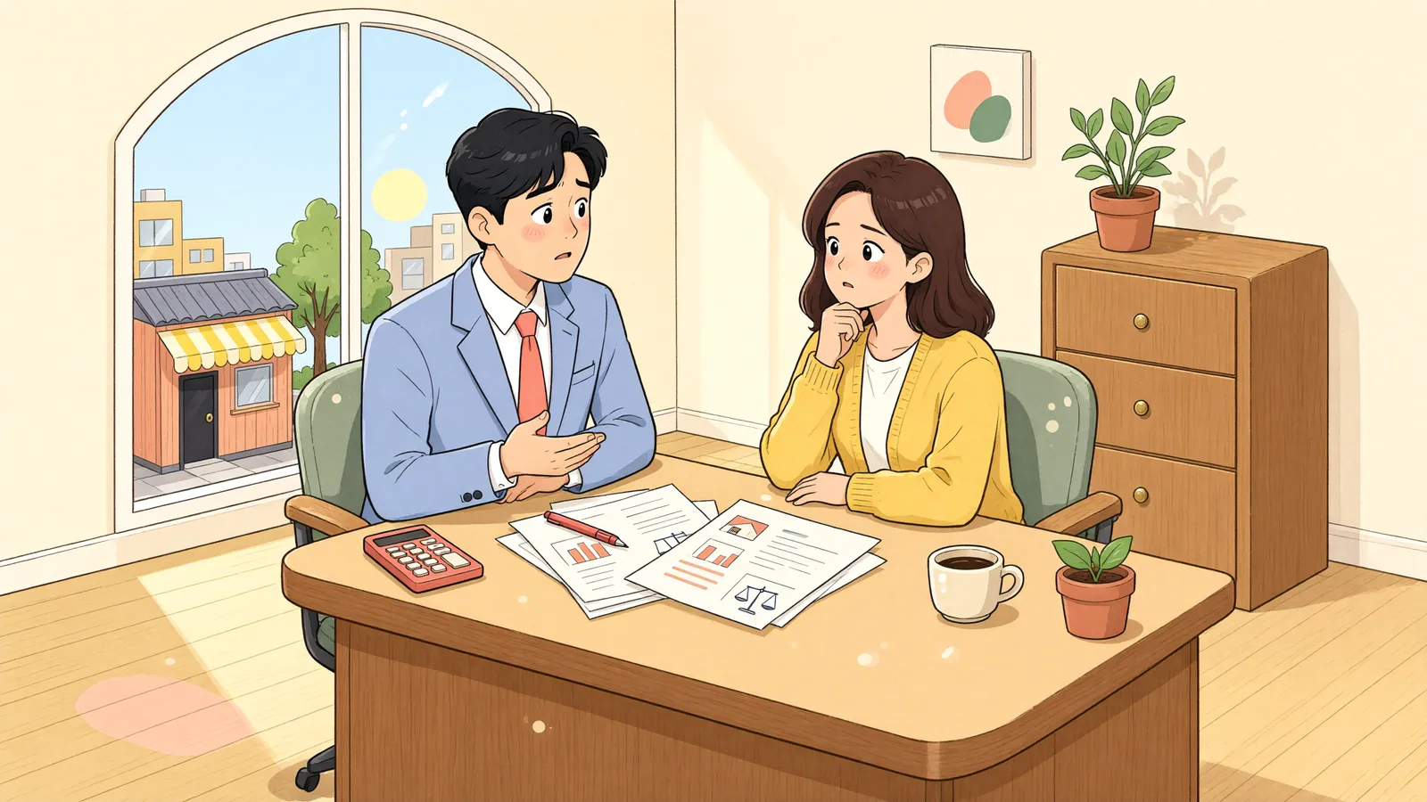 「가설건축물 철거 앞둔 임차인, 영업손실을 보상받을 수 있을까」 상황을 그린 삽화