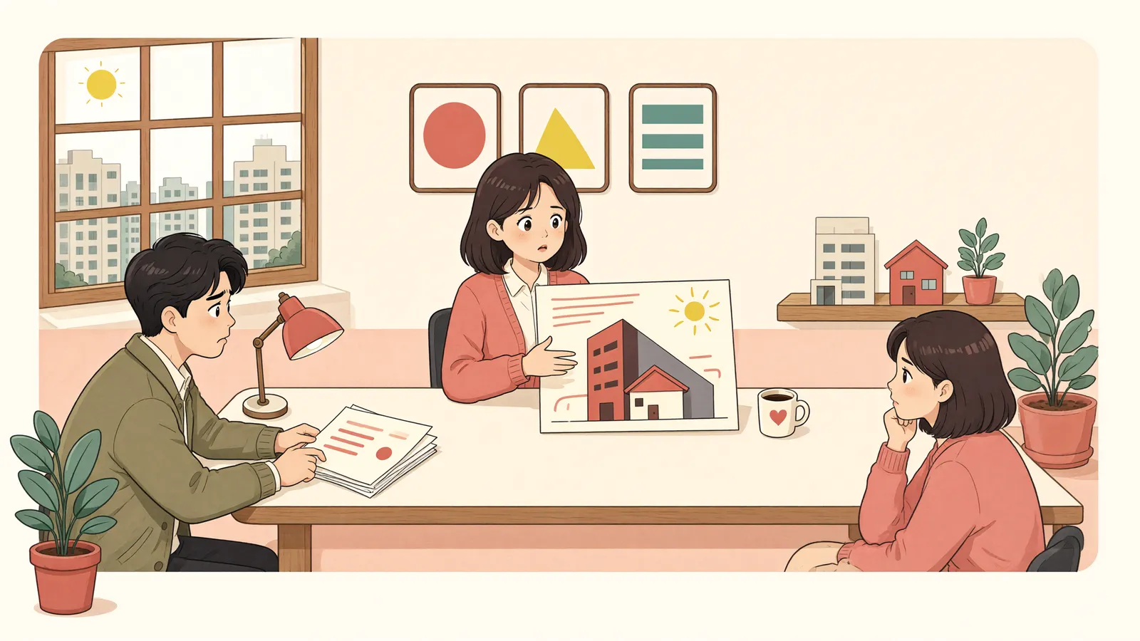 「그늘진 집, 막힌 매매… 환경권만으로 해결될까」 상황을 그린 삽화