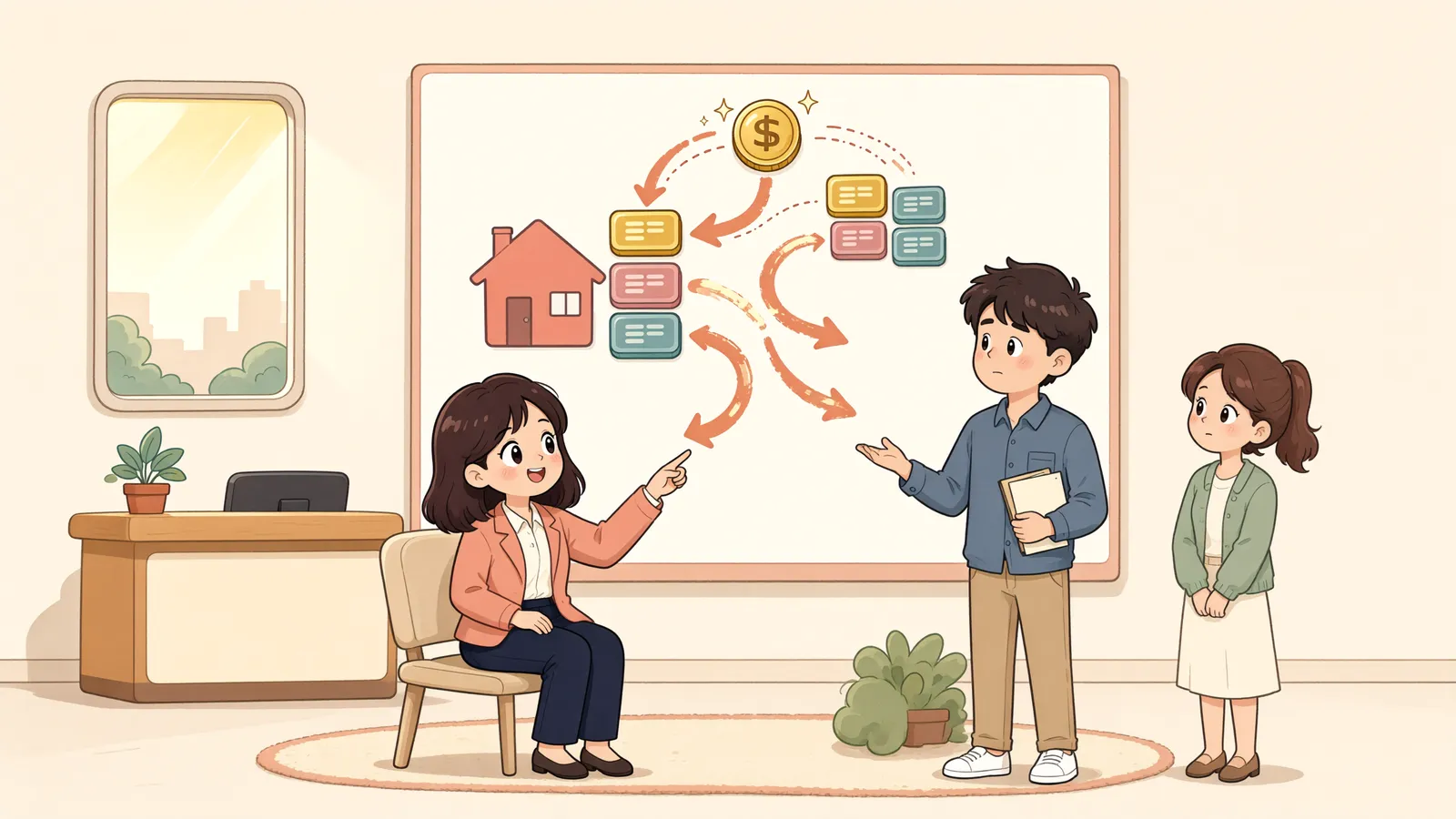 「근저당권이 여러 개라면, 경매대금은 어느 빚부터 갚을까」 상황을 그린 삽화