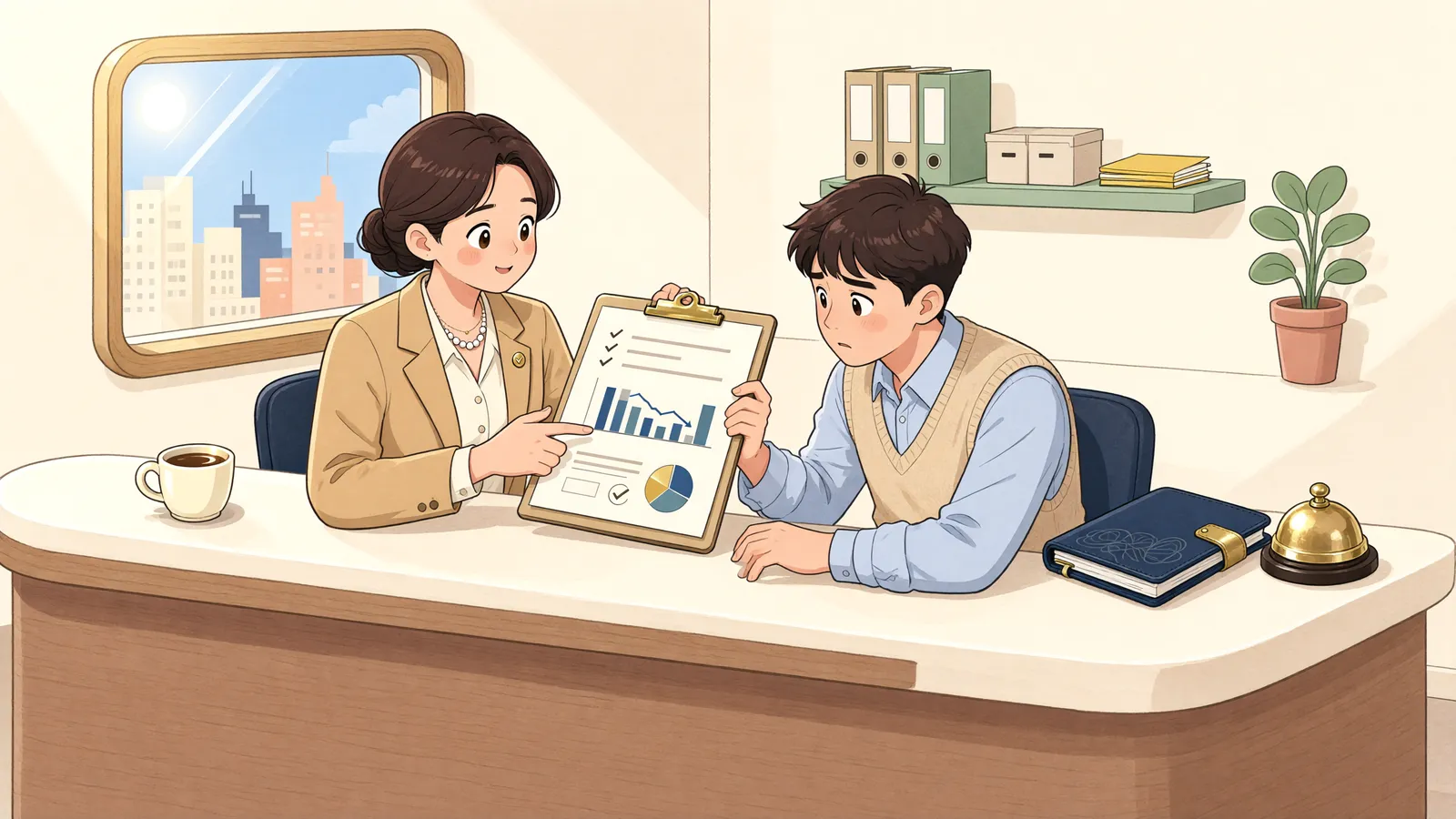 「변제금이 버거워졌다면, 감액 말고 다른 길도 살펴야 합니다」 상황을 그린 삽화