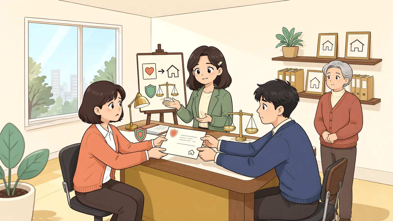 「분양대금 반환, 자금관리회사에 청구할 수 있을까」 상황을 그린 삽화